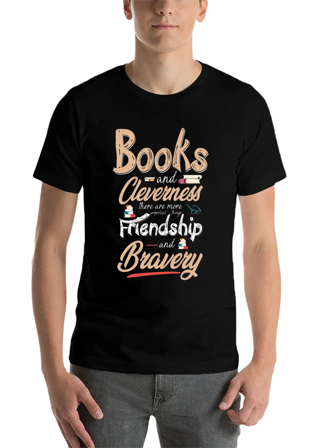 Books & Cleverness Vs. Friendship & Bravery Comfortable Minimalist Graphic Tee – Summer Style Essential