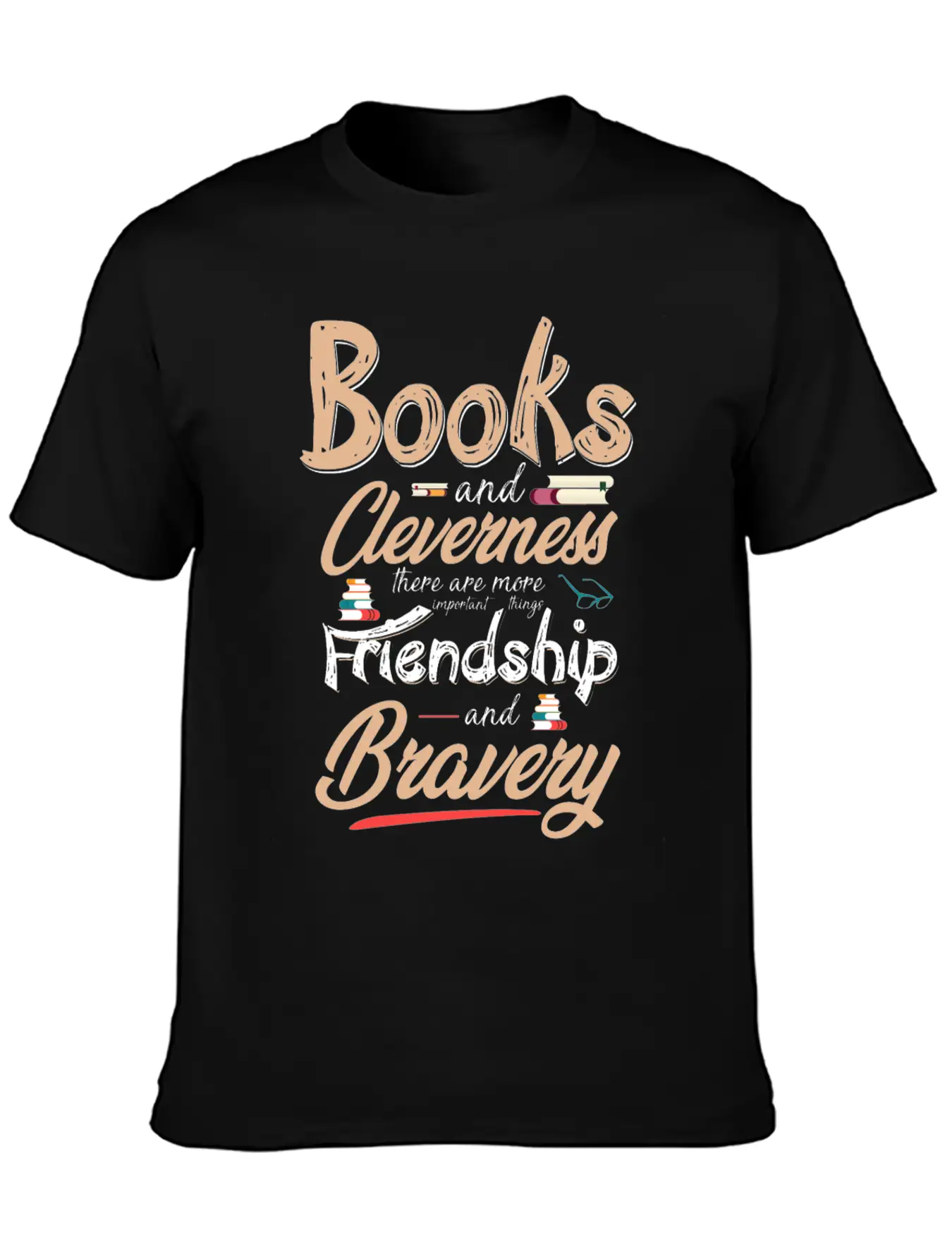 Books & Cleverness Vs. Friendship & Bravery Comfortable Minimalist Graphic Tee – Summer Style Essential