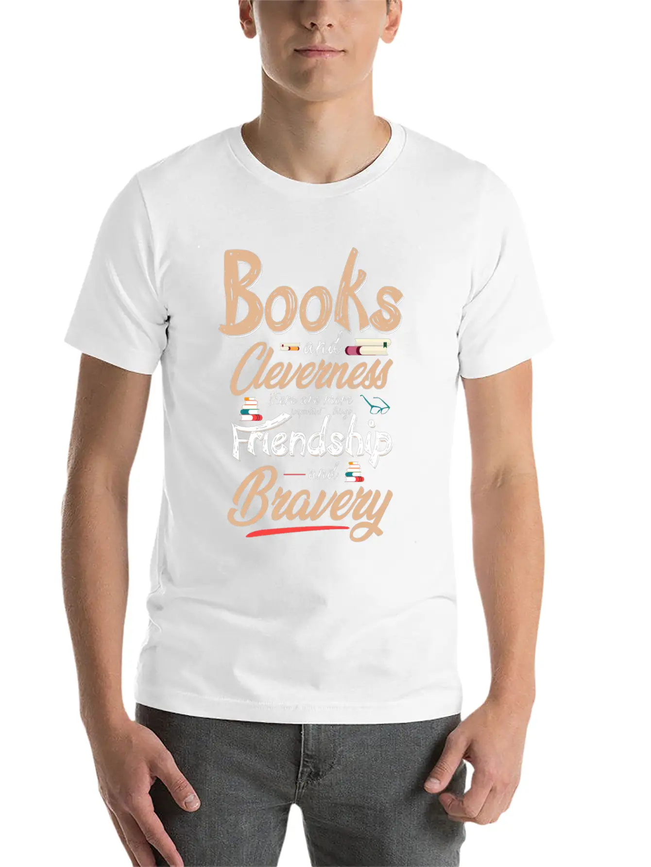 Books & Cleverness Vs. Friendship & Bravery Comfortable Minimalist Graphic Tee – Summer Style Essential