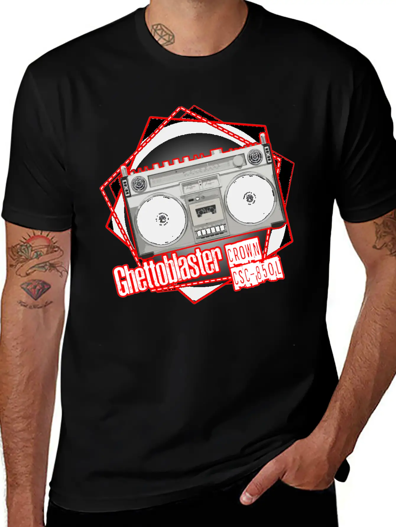 Boombox Crown CSC 850L Pentagon Ghettoblaster Stylish Everyday T-Shirt – Unisex Basic Cotton Tee
