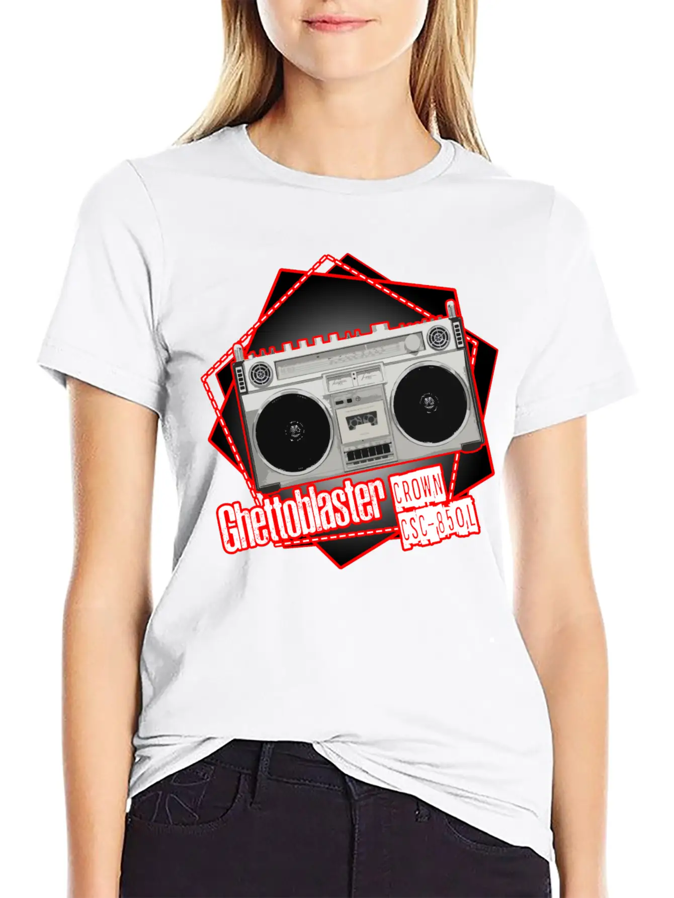 Boombox Crown CSC 850L Pentagon Ghettoblaster Stylish Everyday T-Shirt – Unisex Basic Cotton Tee