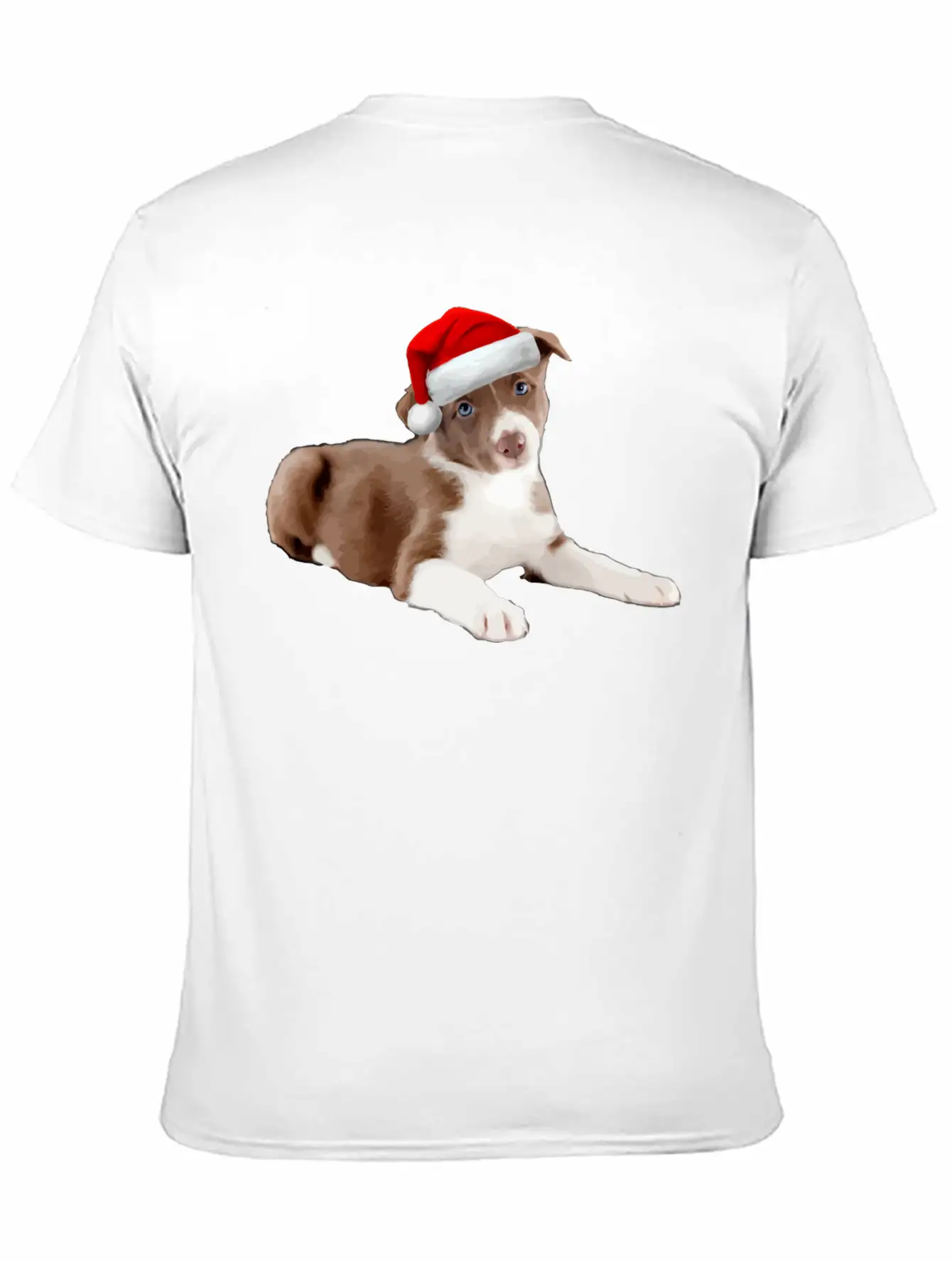 Border Collie Puppy Dog Santa Hat Image Funny Chri Basic Graphic T-Shirt – Daily Comfort In Soft Cotton