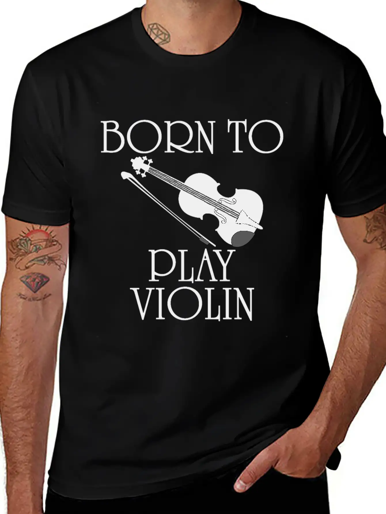 Born To Play Violin Unisex Short Sleeve Soft Cotton T-Shirt – Casual Everyday Wear