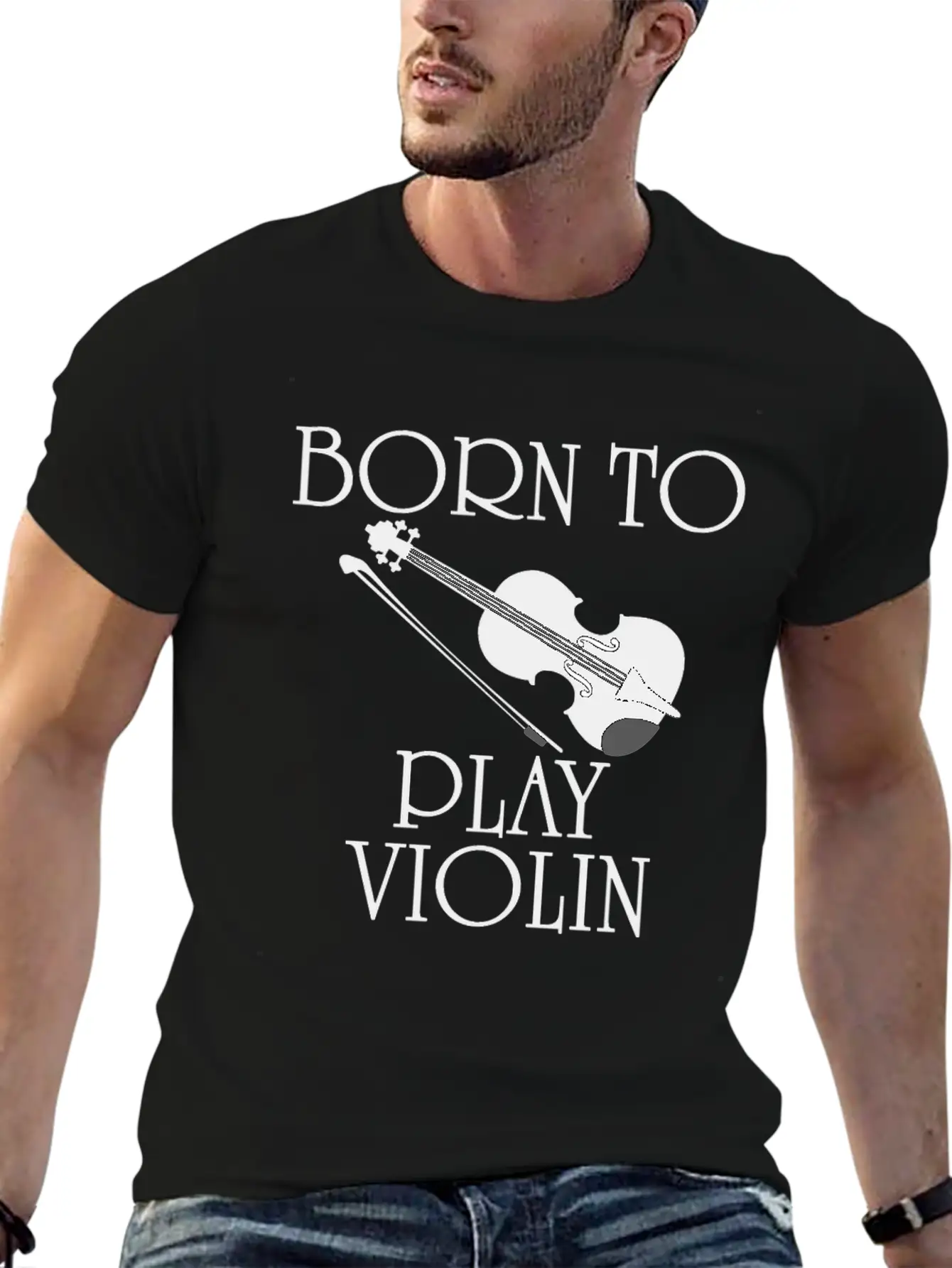 Born To Play Violin Unisex Short Sleeve Soft Cotton T-Shirt – Casual Everyday Wear