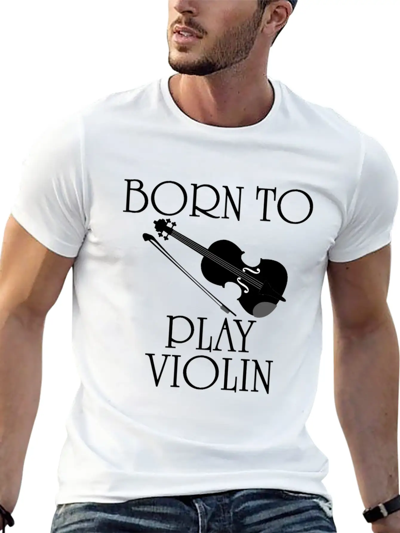 Born To Play Violin Unisex Short Sleeve Soft Cotton T-Shirt – Casual Everyday Wear