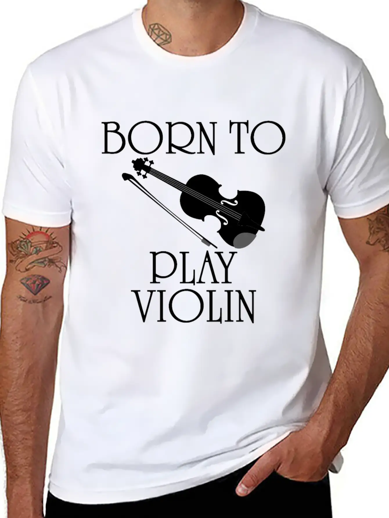 Born To Play Violin Unisex Short Sleeve Soft Cotton T-Shirt – Casual Everyday Wear