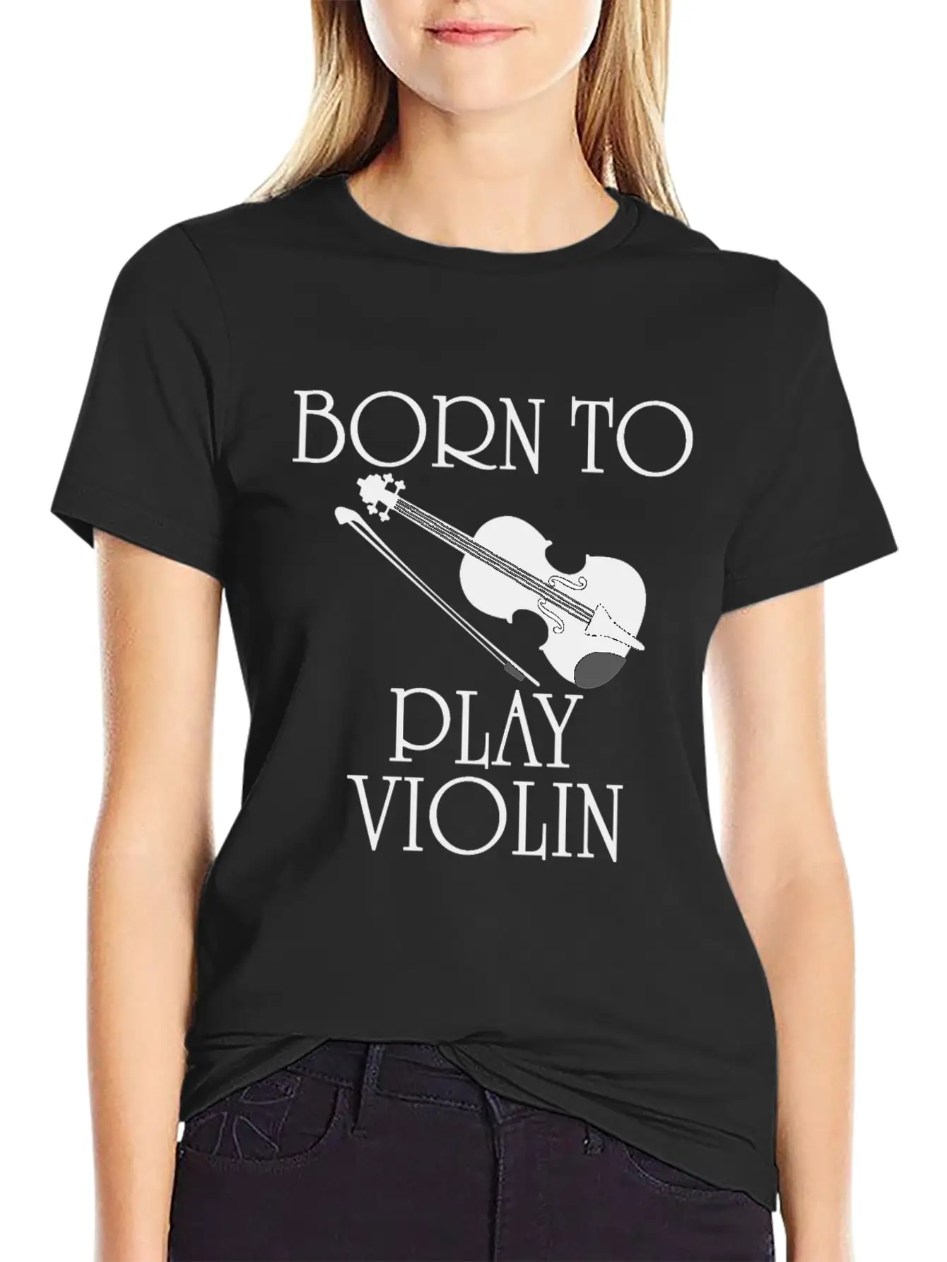 Born To Play Violin Unisex Short Sleeve Soft Cotton T-Shirt – Casual Everyday Wear