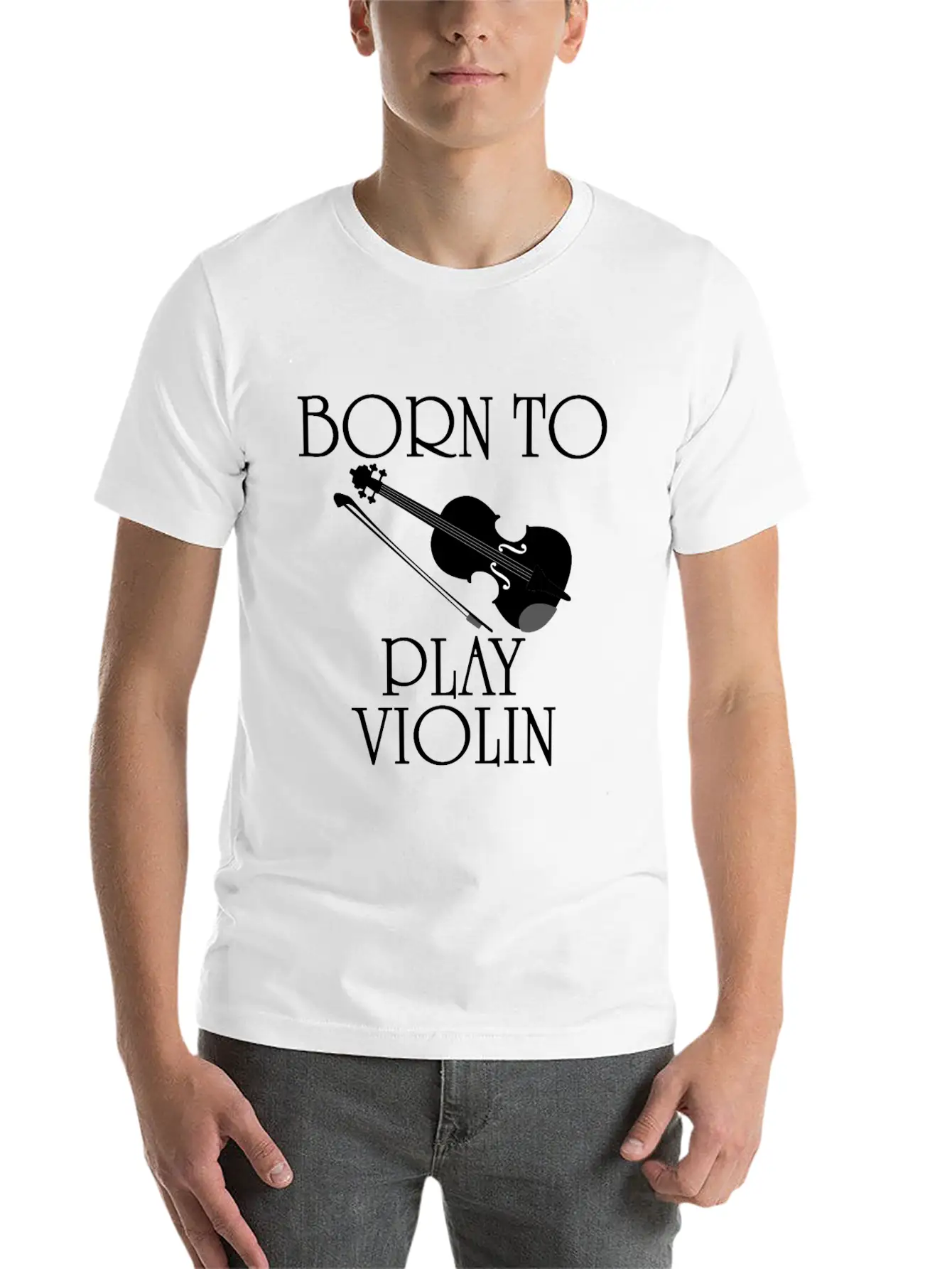 Born To Play Violin Unisex Short Sleeve Soft Cotton T-Shirt – Casual Everyday Wear