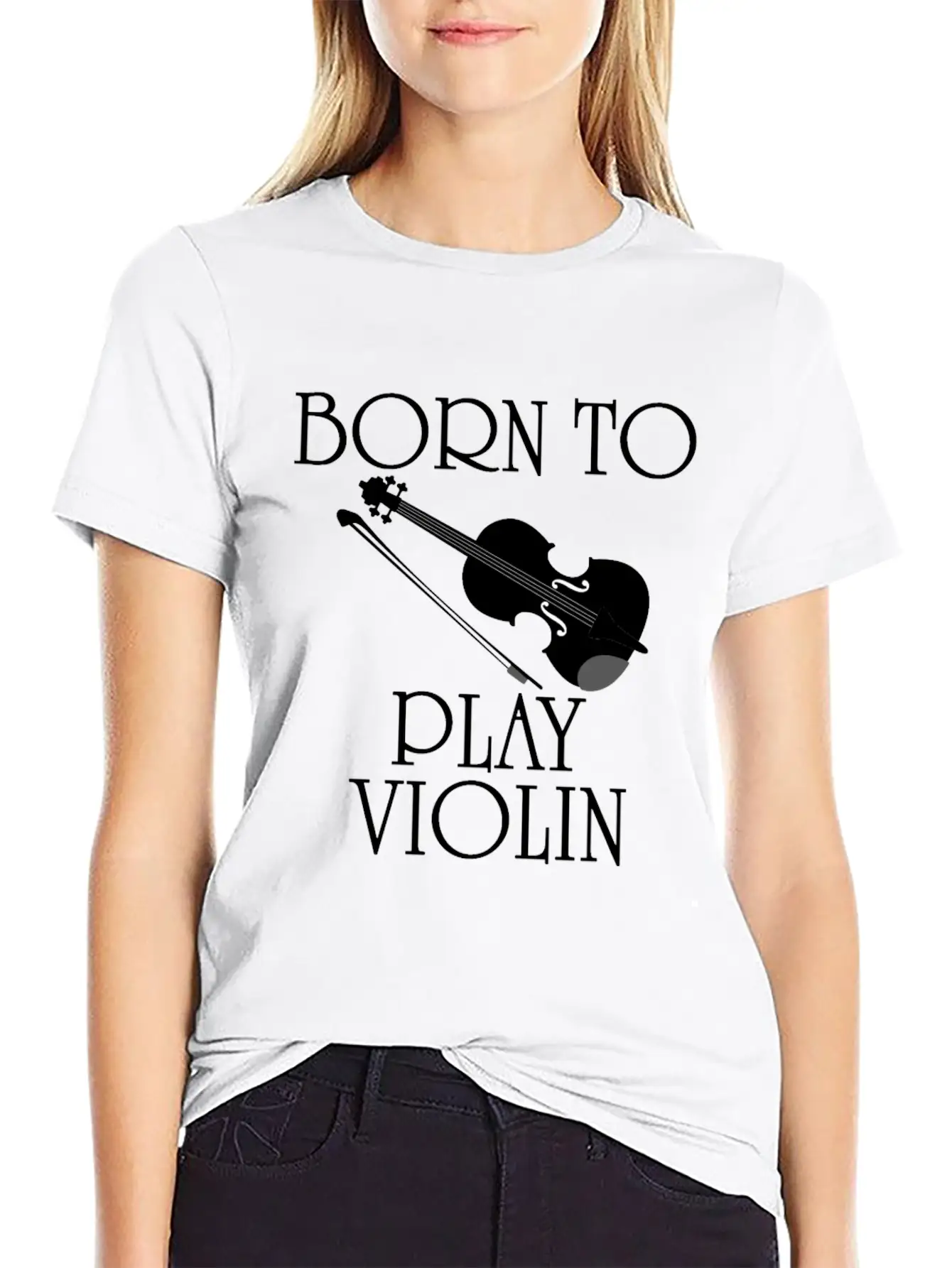 Born To Play Violin Unisex Short Sleeve Soft Cotton T-Shirt – Casual Everyday Wear
