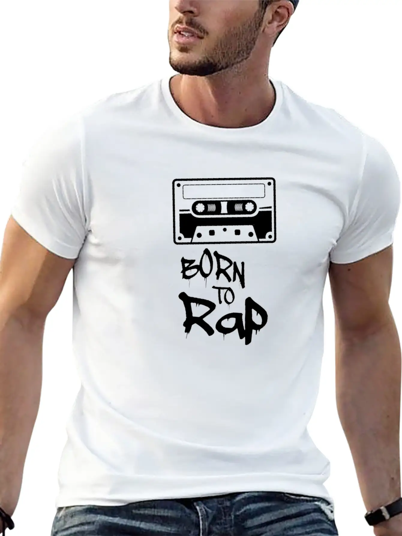 Born To Rap - Rapper Musik Unisex Short Sleeve Soft Cotton T-Shirt – Casual Everyday Wear