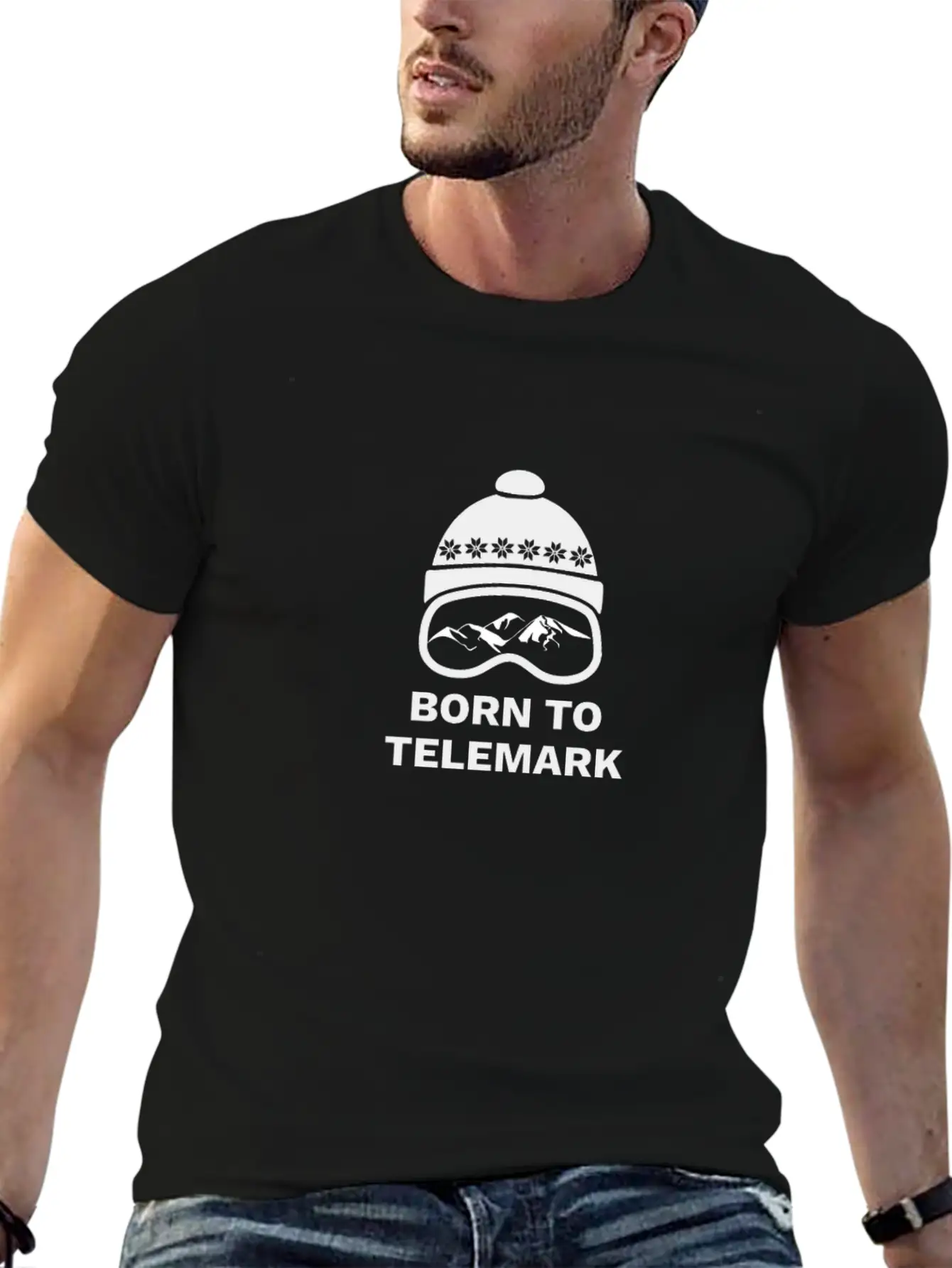 Born To Telemark Skiing Free Heel Ski Touring Fun Essential Unisex Summer Tee – Soft Cotton Casual Fit