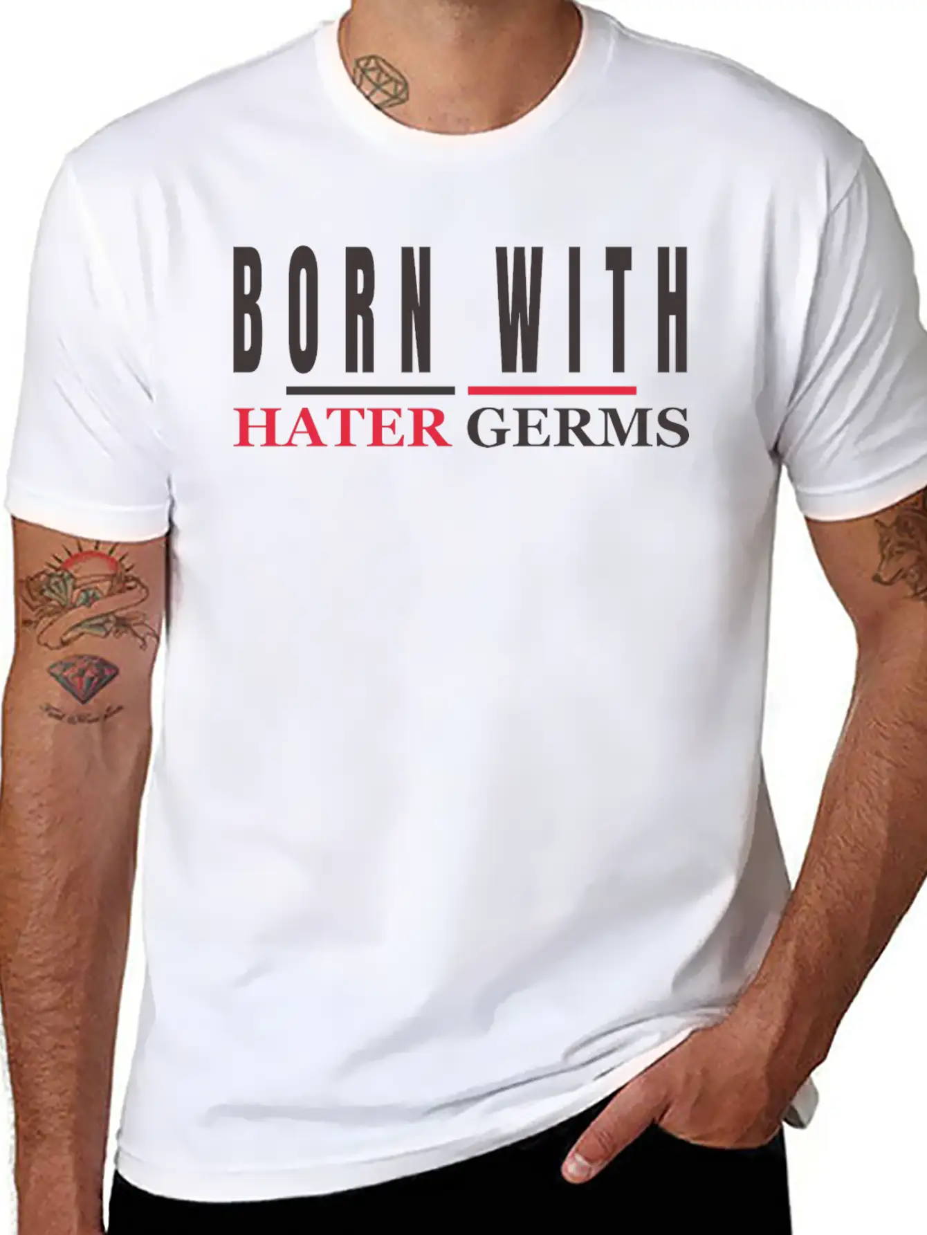 BORN WITH HATER GERMS Stylish Everyday T-Shirt – Unisex Basic Cotton Tee