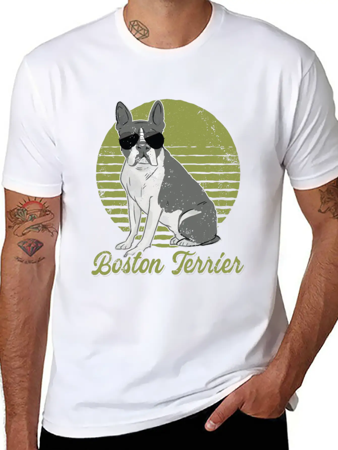 Boston Terrier Dogs | Dog Owner Boston Terriers Stylish Everyday T-Shirt – Unisex Basic Cotton Tee