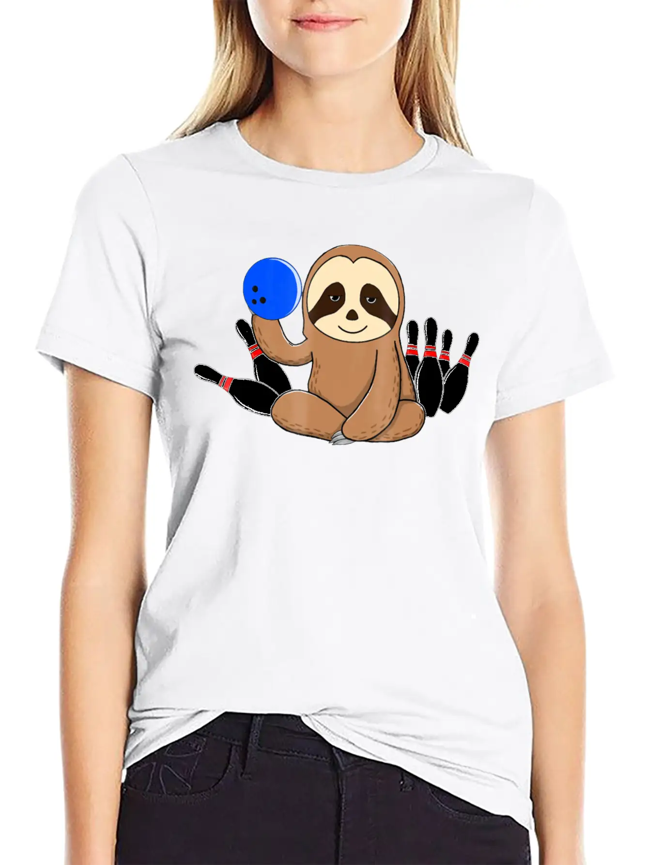 Bowling Sloth Bowler Gift Bowl Funny League Basic Graphic T-Shirt – Daily Comfort In Soft Cotton