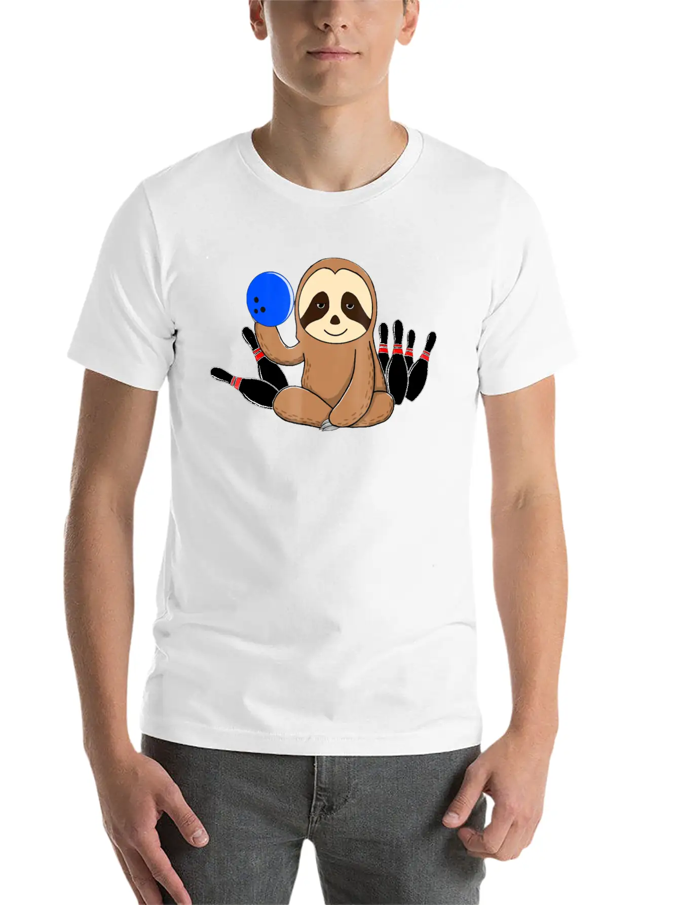 Bowling Sloth Bowler Gift Bowl Funny League Basic Graphic T-Shirt – Daily Comfort In Soft Cotton