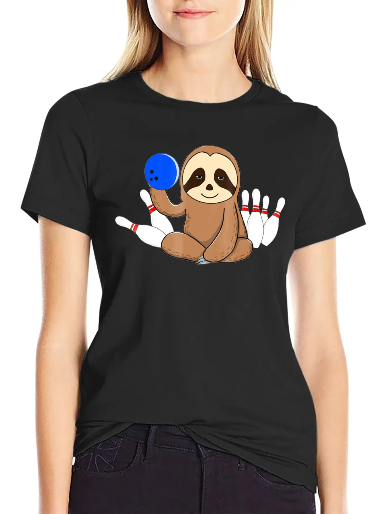 Bowling Sloth Bowler Gift Bowl Funny League Basic Graphic T-Shirt – Daily Comfort In Soft Cotton