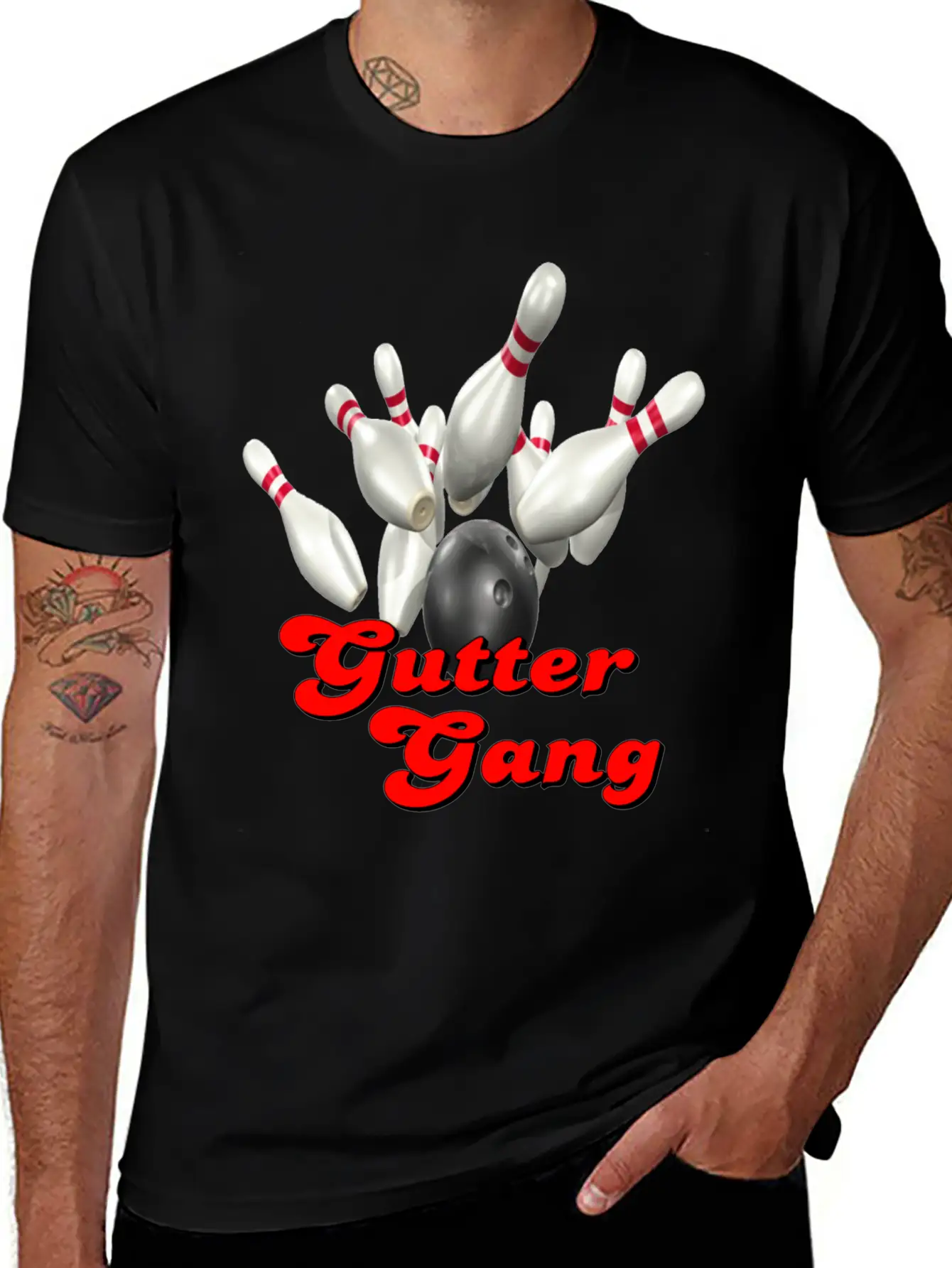 Bowling Team Gutter Gang Basic Graphic T-Shirt – Daily Comfort In Soft Cotton