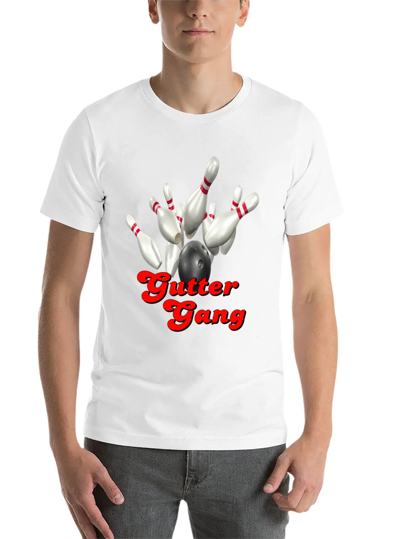 Bowling Team Gutter Gang Basic Graphic T-Shirt – Daily Comfort In Soft Cotton