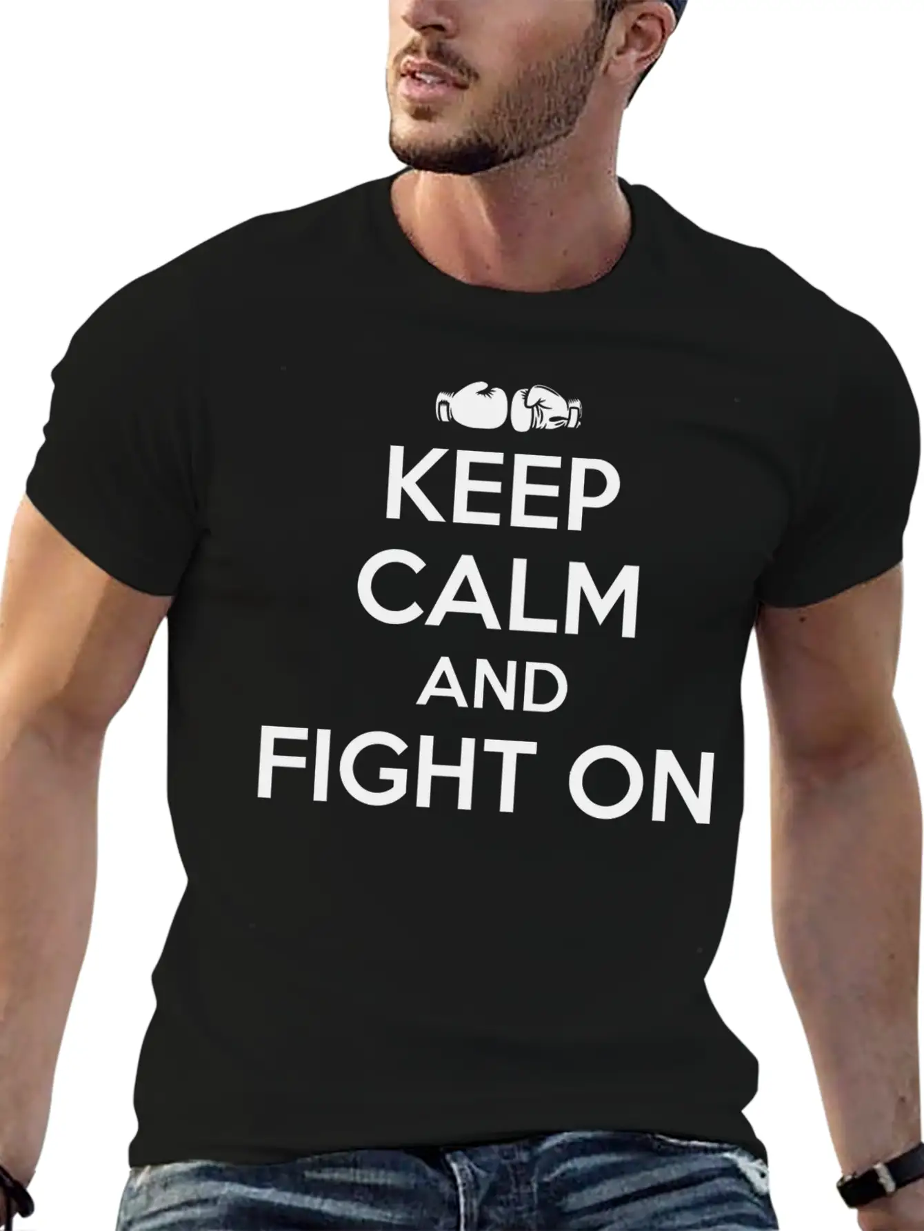 Boxing - Boxing: Keep Calm And Fight On Essential Unisex Summer Tee – Soft Cotton Casual Fit