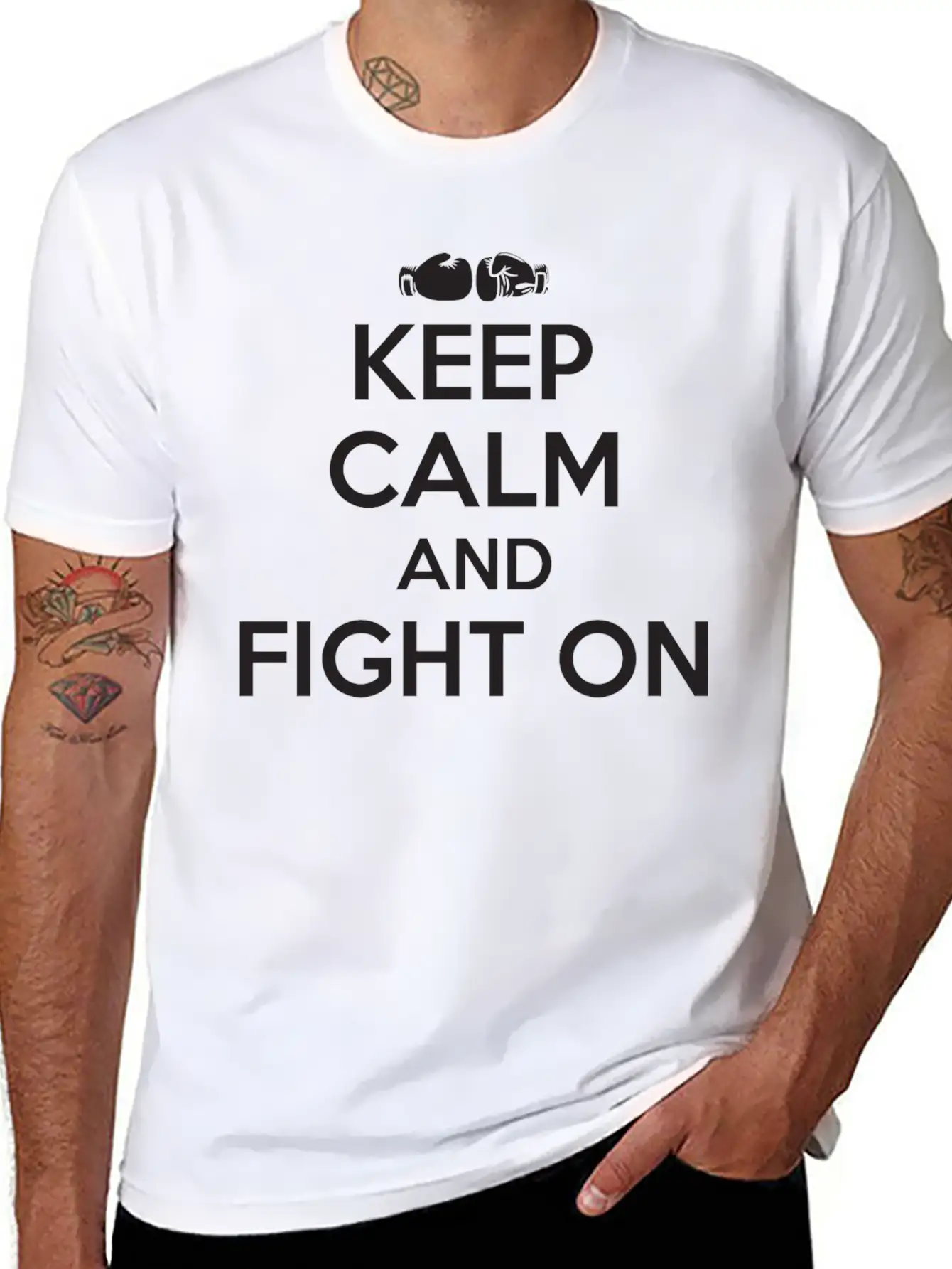 Boxing - Boxing: Keep Calm And Fight On Essential Unisex Summer Tee – Soft Cotton Casual Fit