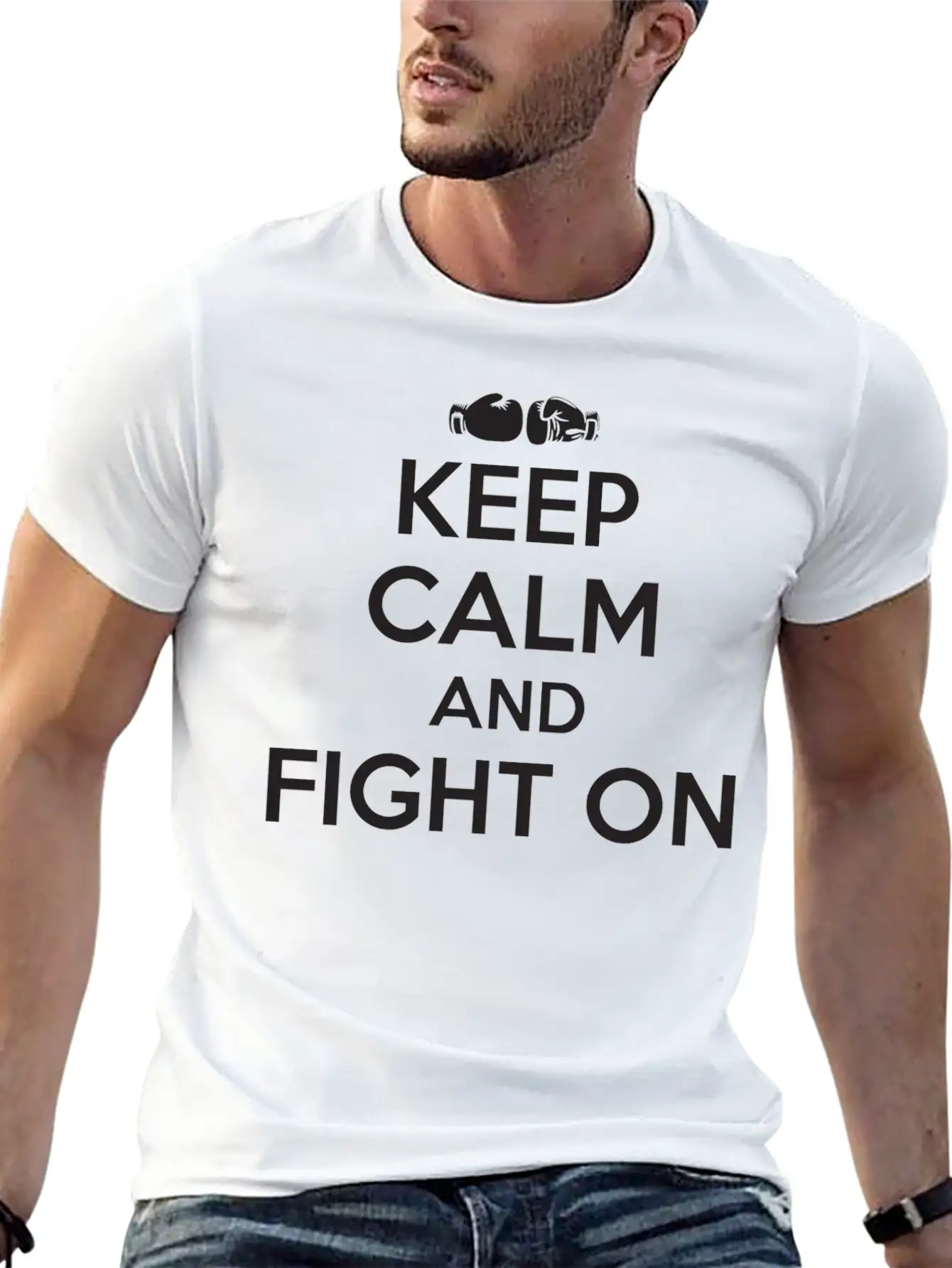 Boxing - Boxing: Keep Calm And Fight On Essential Unisex Summer Tee – Soft Cotton Casual Fit