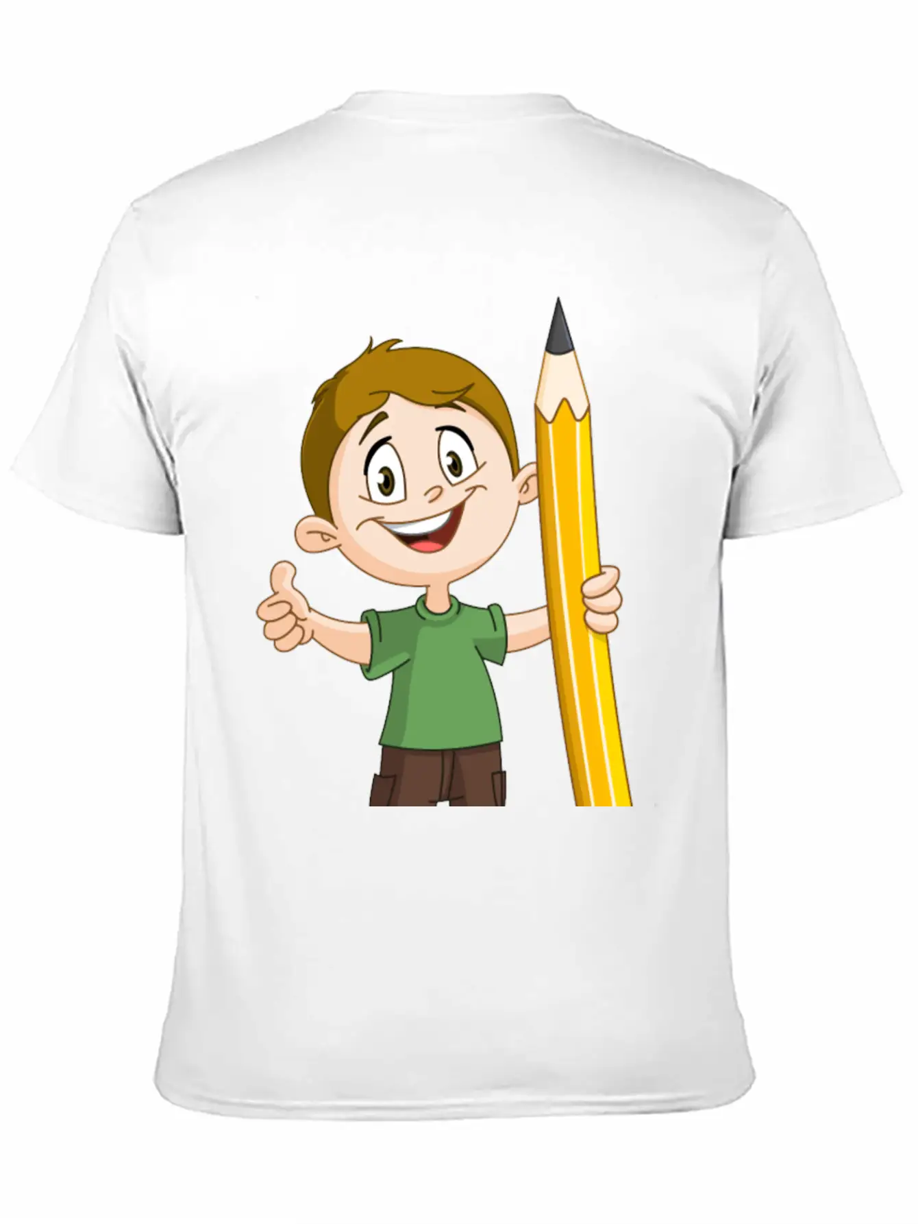 Boy Holding Big Pencil Basic Graphic T-Shirt – Daily Comfort In Soft Cotton