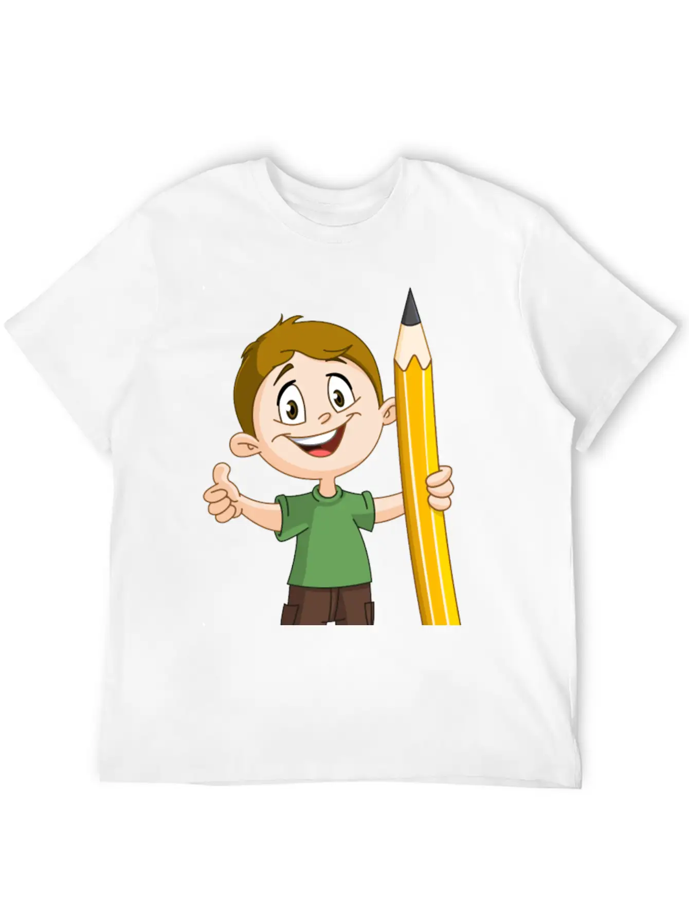 Boy Holding Big Pencil Basic Graphic T-Shirt – Daily Comfort In Soft Cotton