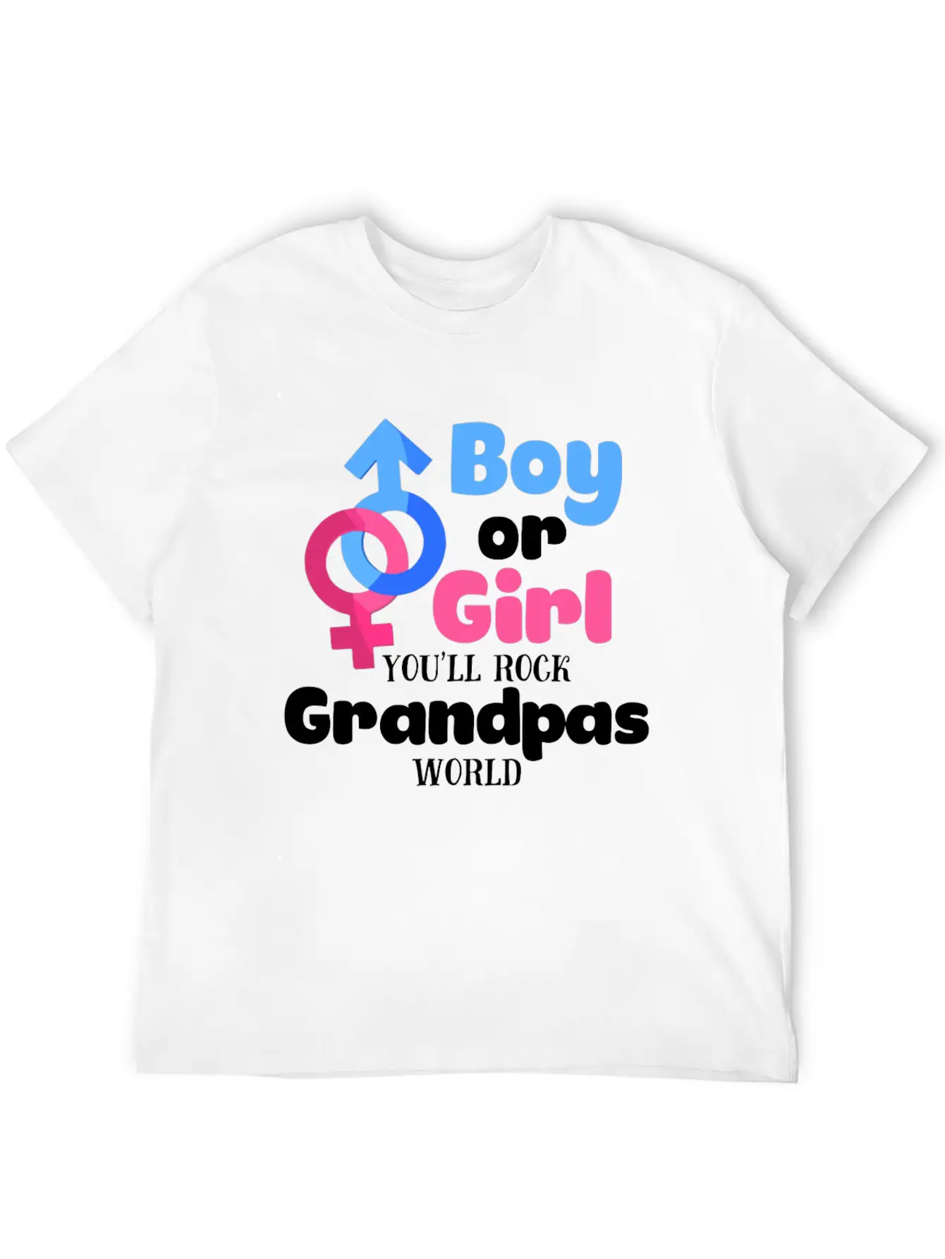 Boy Or Girl Gender Reveal Baby Shower Grandpa Stylish Everyday T-Shirt – Unisex Basic Cotton Tee
