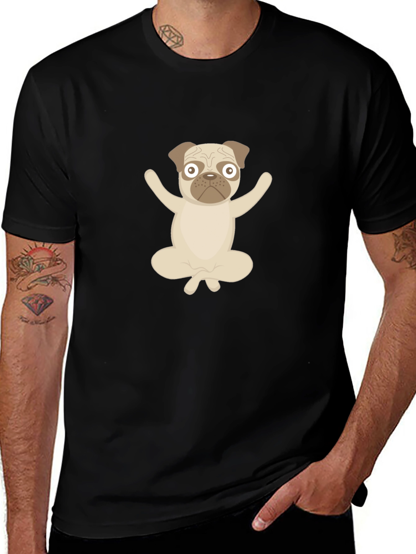 Yoga Pug Black T-Shirt