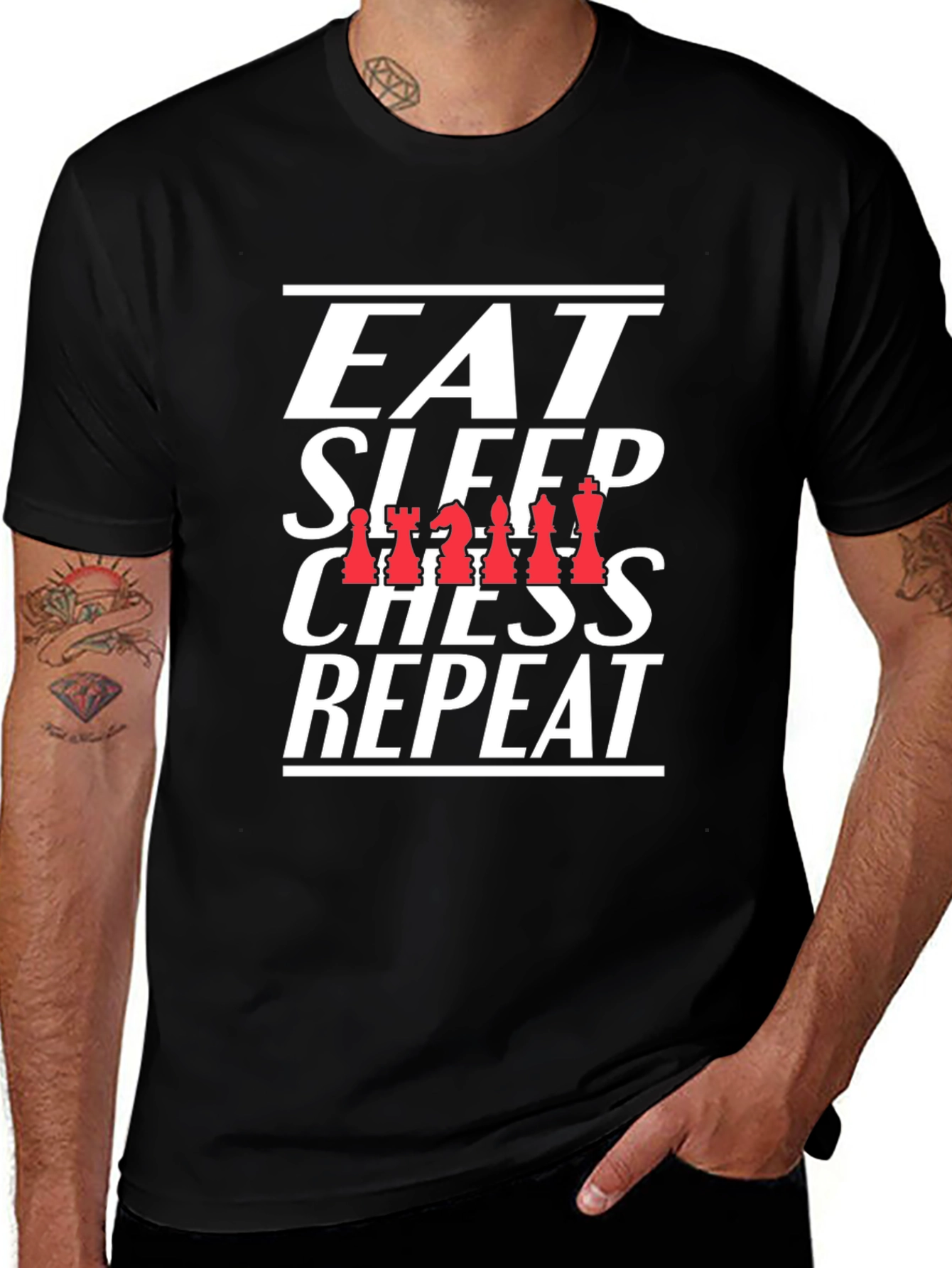 Eat Sleep Chess Repeat Black T-Shirt