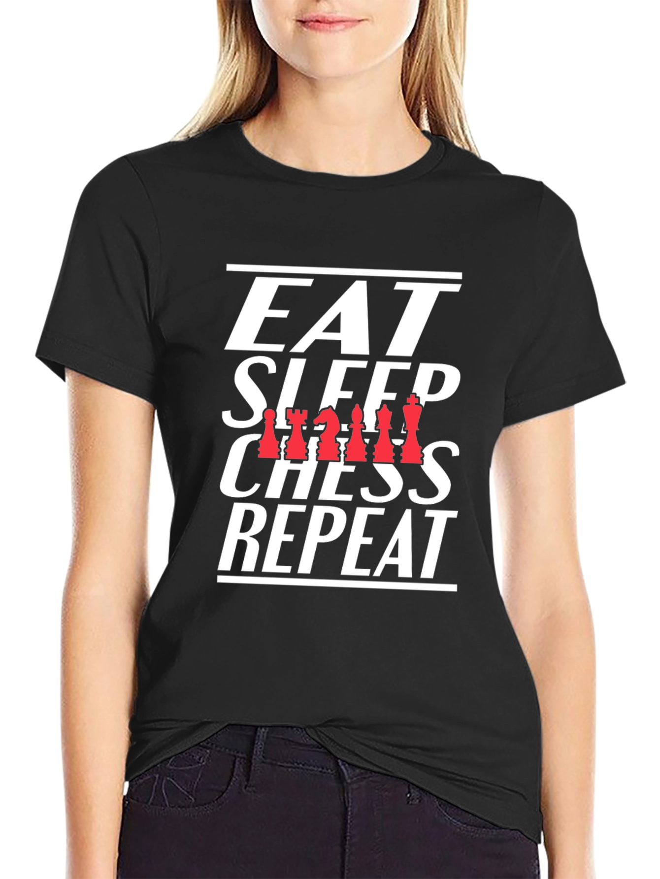 Eat Sleep Chess Repeat Black T-Shirt