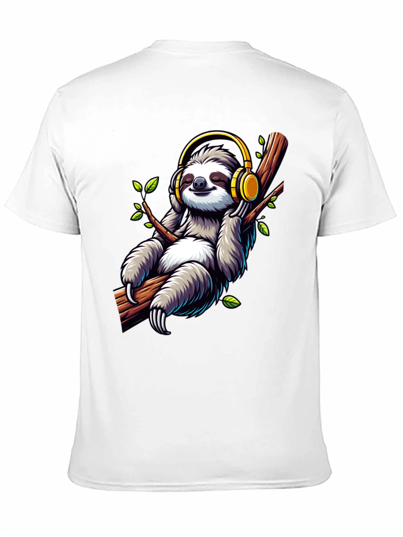 Sloth with Headphones Graphic T-Shirt