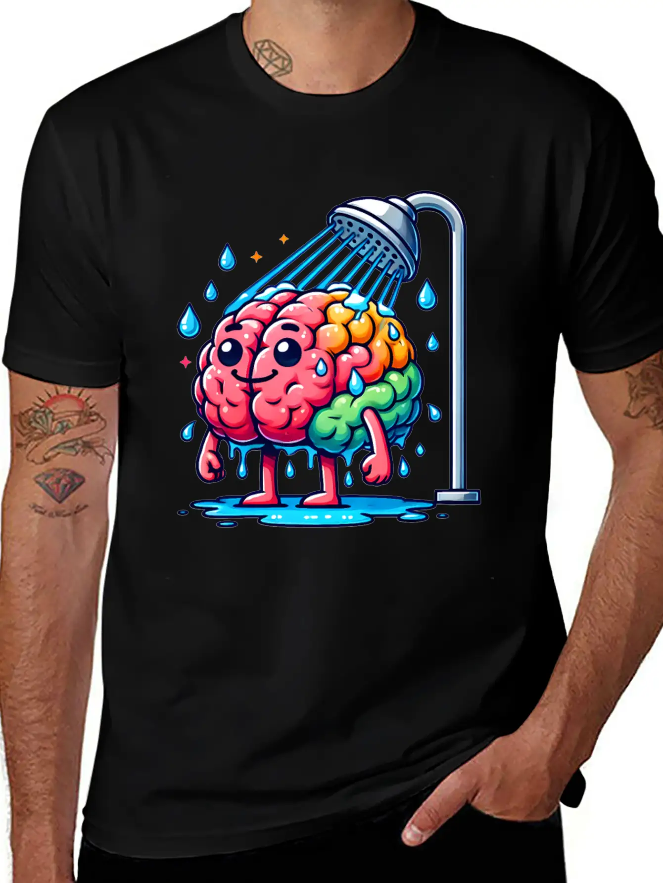 Brain Taking A Shower Essential Unisex Summer Tee – Soft Cotton Casual Fit