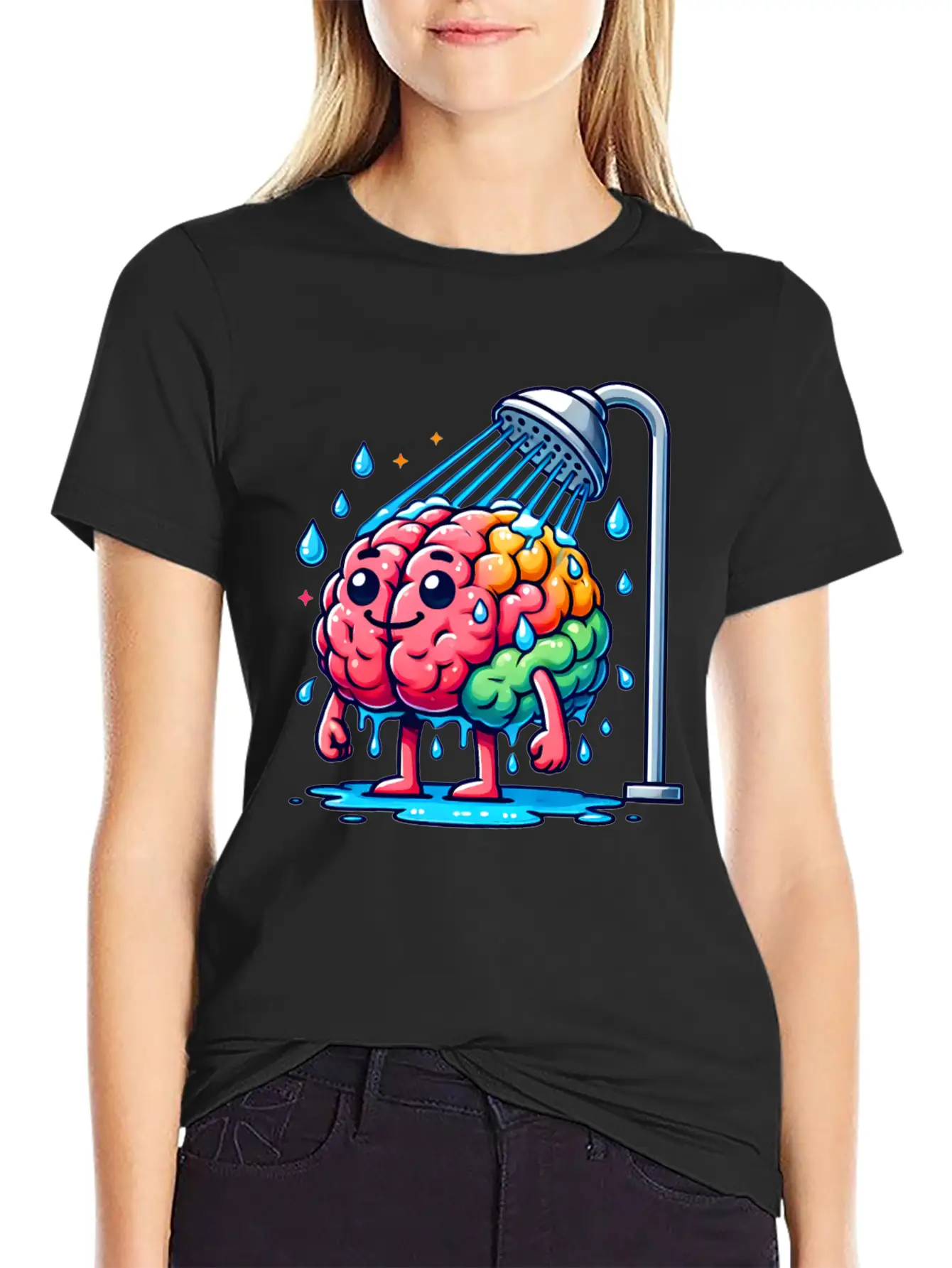 Brain Taking A Shower Essential Unisex Summer Tee – Soft Cotton Casual Fit