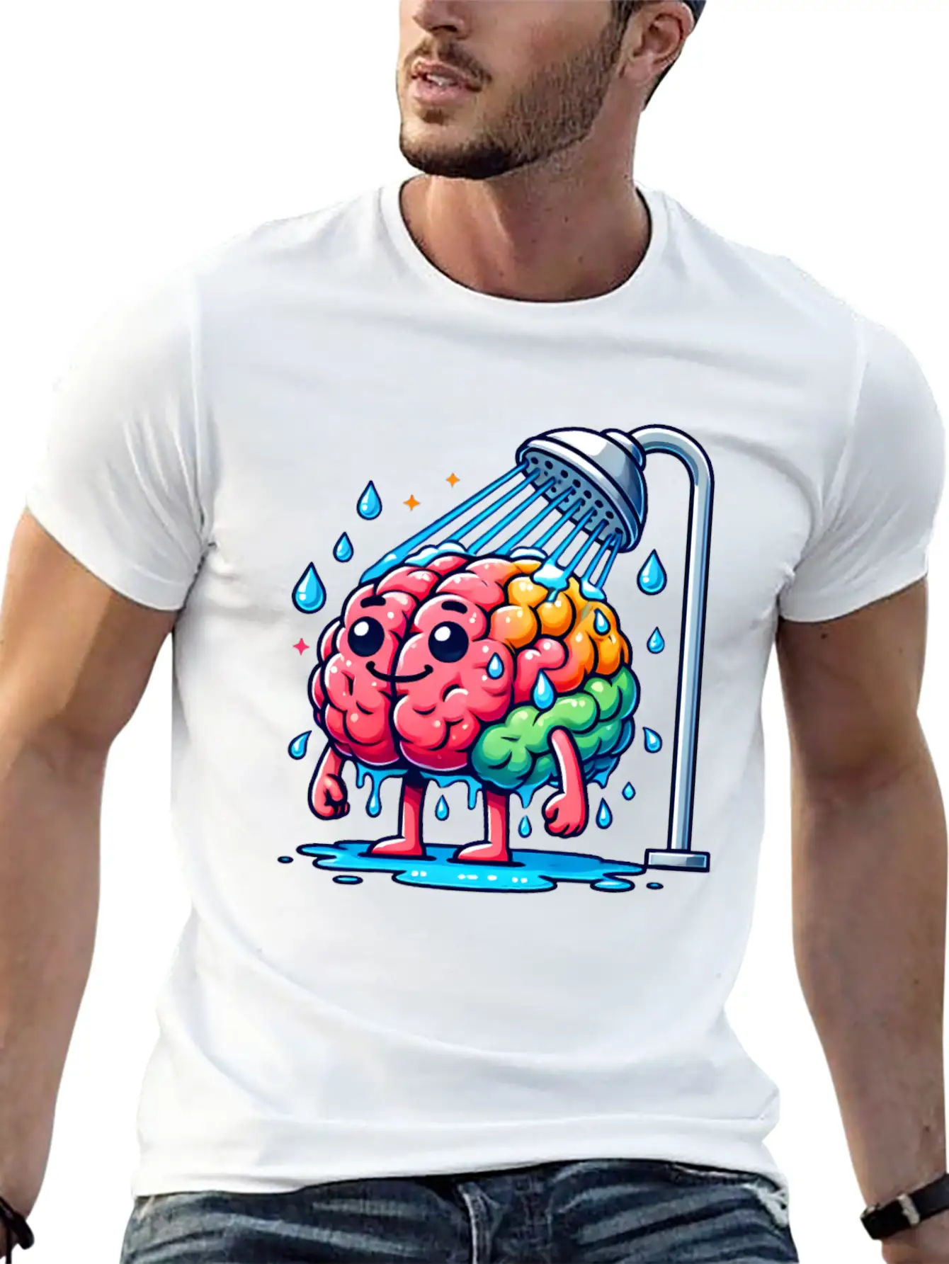 Brain Taking A Shower Essential Unisex Summer Tee – Soft Cotton Casual Fit