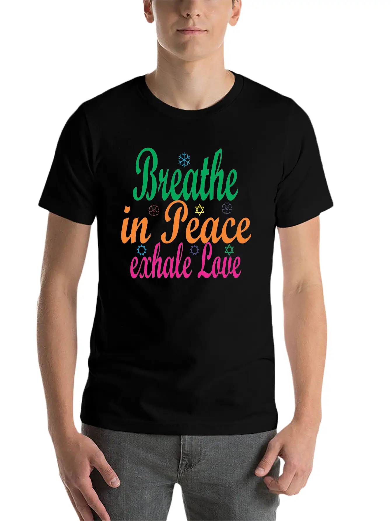 Breathe In Peace Exhale Love Comfortable Minimalist Graphic Tee – Summer Style Essential
