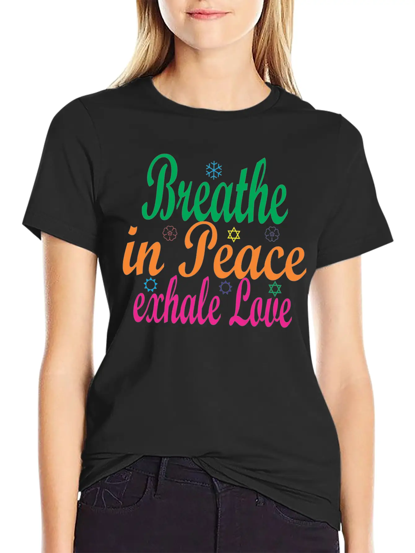Breathe In Peace Exhale Love Comfortable Minimalist Graphic Tee – Summer Style Essential