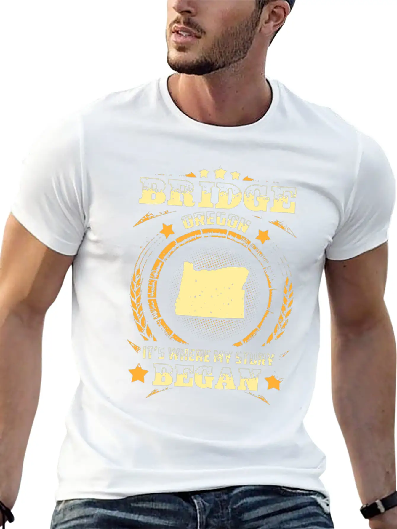 Bridge Oregon It Is Where My Story Began Husband Stylish Everyday T-Shirt – Unisex Basic Cotton Tee