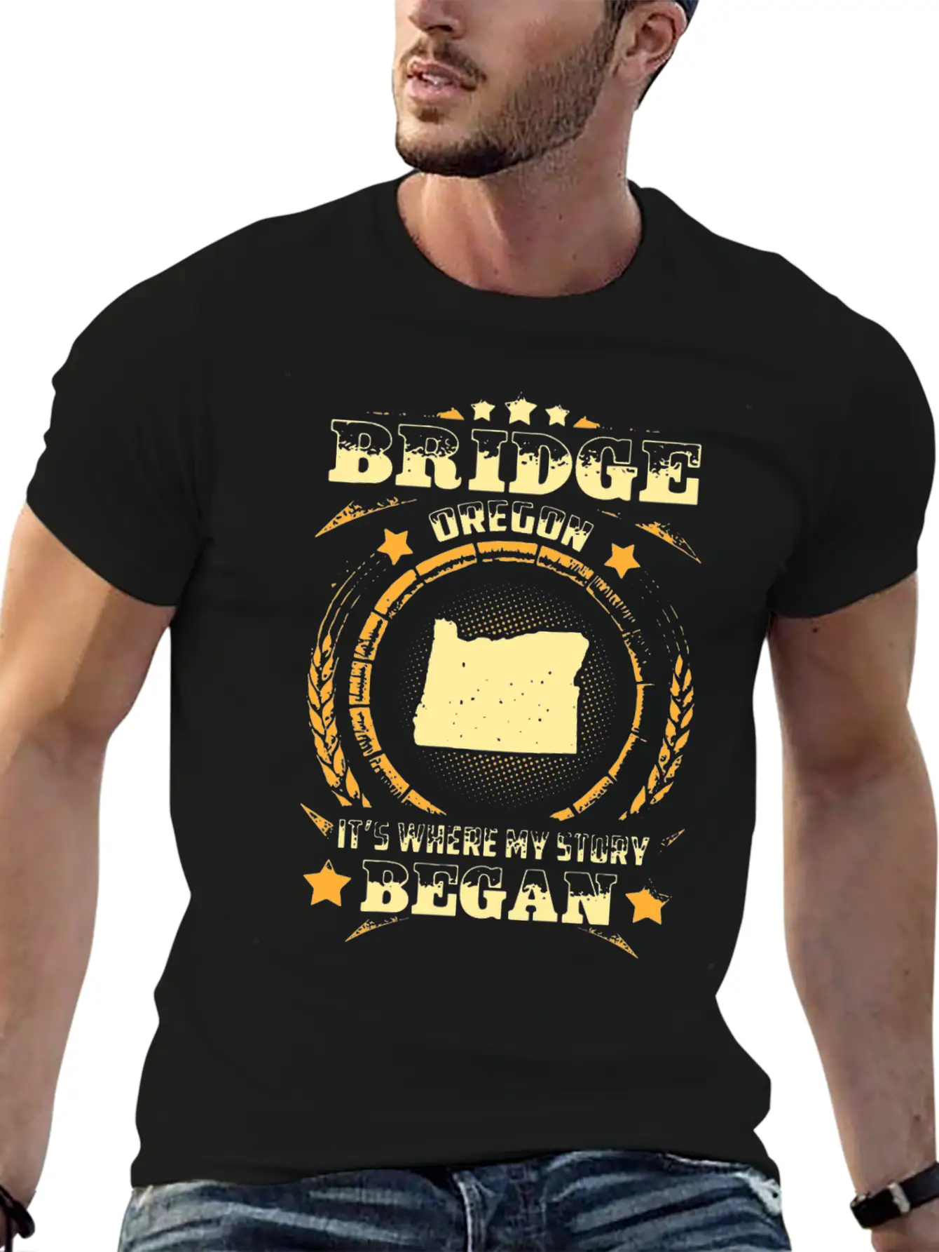 Bridge Oregon It Is Where My Story Began Husband Stylish Everyday T-Shirt – Unisex Basic Cotton Tee