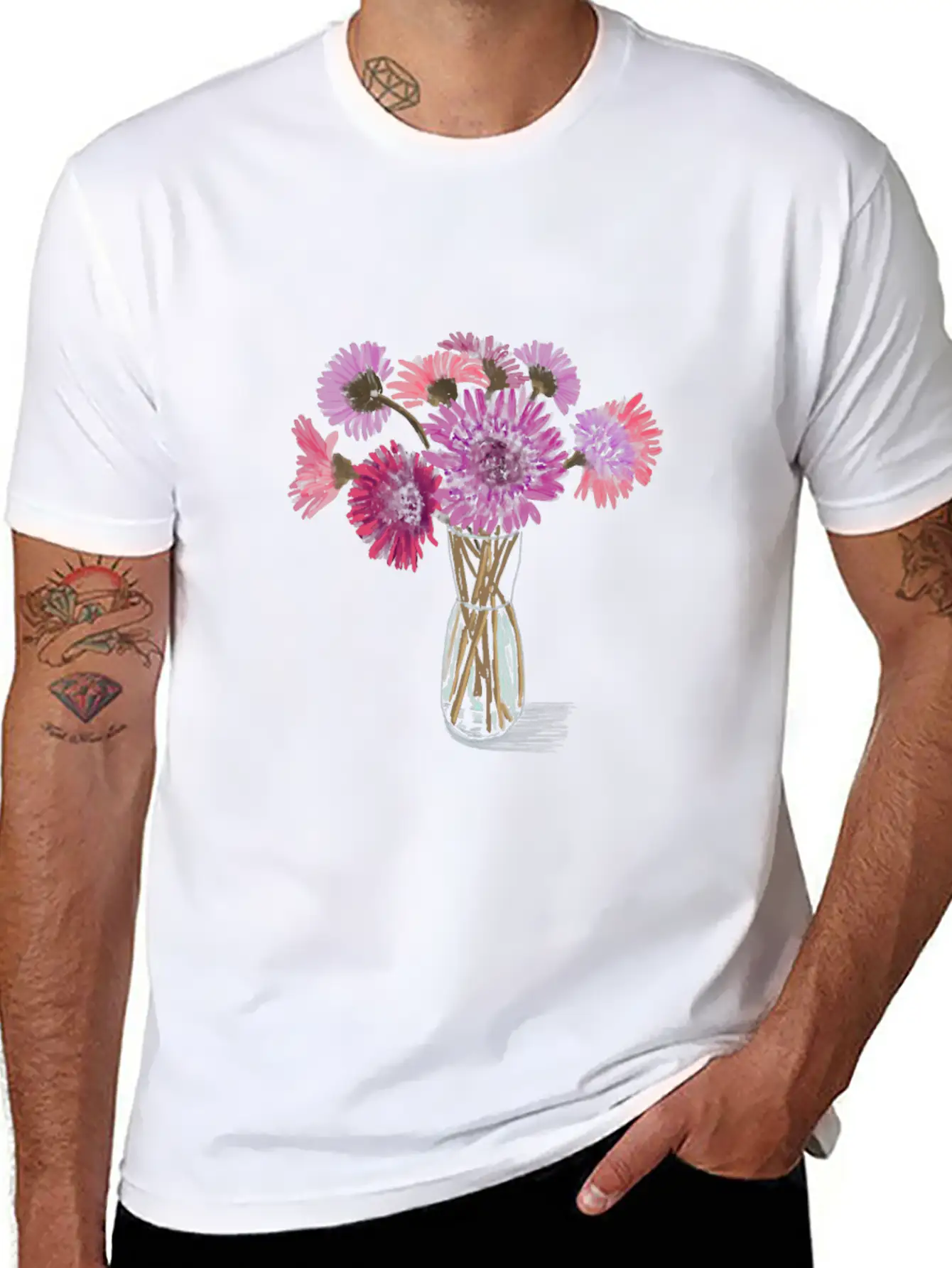 Bright Gerbera Flowers Stylish Everyday T-Shirt – Unisex Basic Cotton Tee