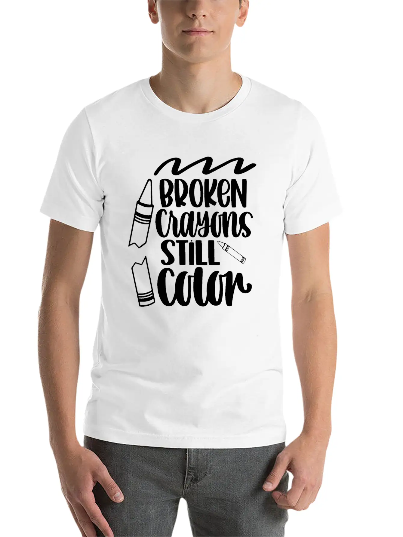 Broken Crayons Still Color Crayon Motivation Quote Unisex Casual T-Shirt – Clean Design For Daily Comfort