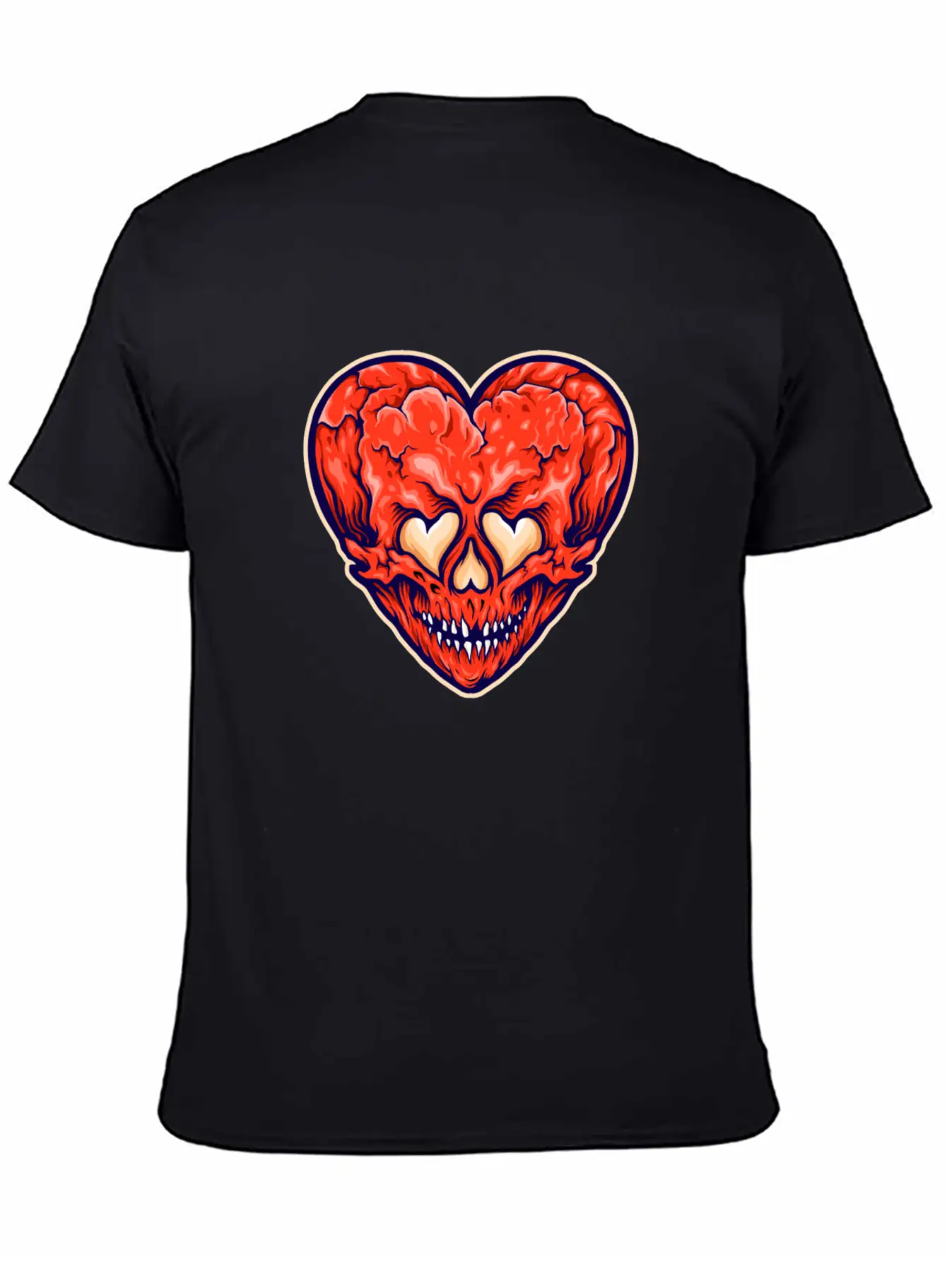 Broken Heart Scary Valentine Cartoon Heart Stylish Everyday T-Shirt – Unisex Basic Cotton Tee
