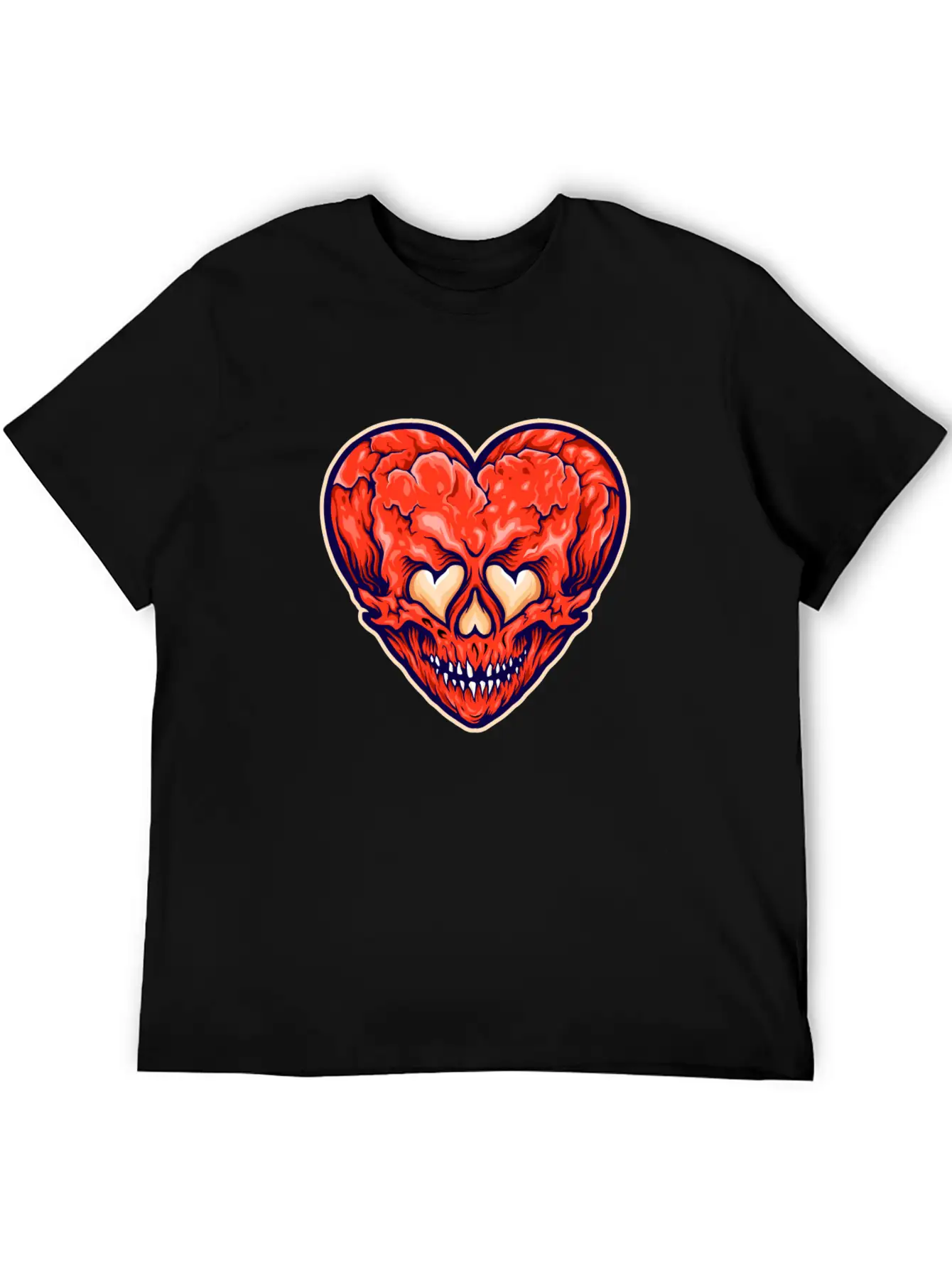 Broken Heart Scary Valentine Cartoon Heart Stylish Everyday T-Shirt – Unisex Basic Cotton Tee