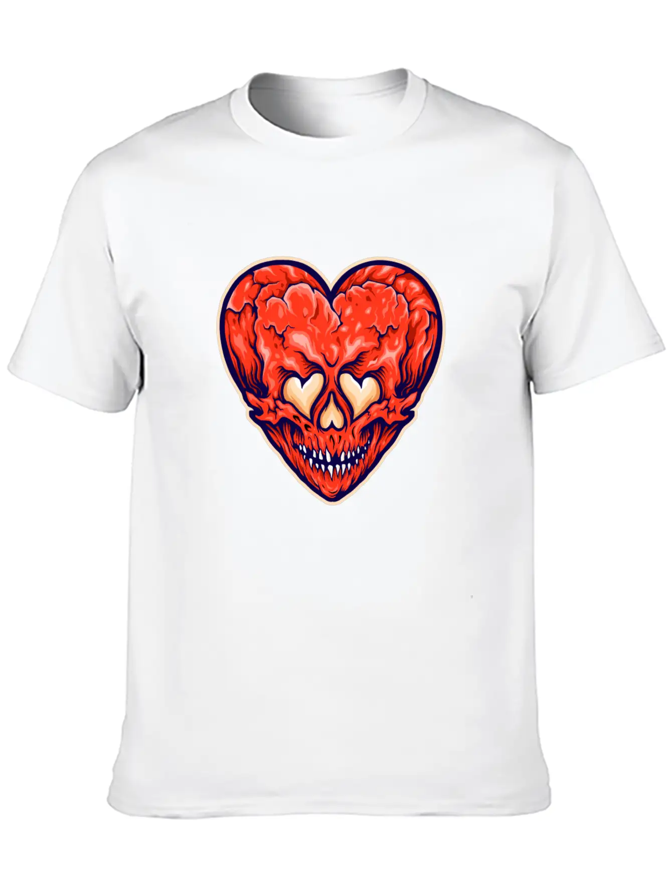 Broken Heart Scary Valentine Cartoon Heart Stylish Everyday T-Shirt – Unisex Basic Cotton Tee