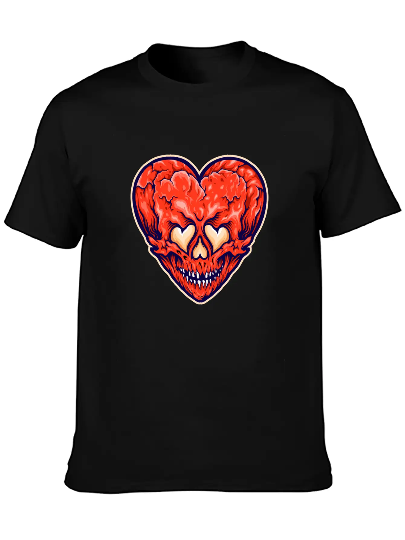 Broken Heart Scary Valentine Cartoon Heart Stylish Everyday T-Shirt – Unisex Basic Cotton Tee