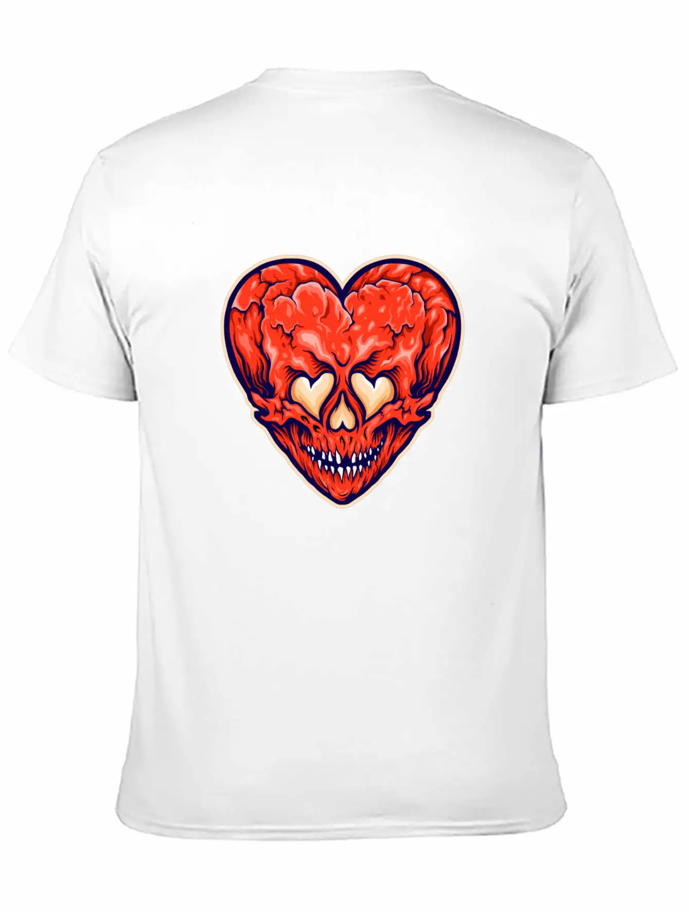 Broken Heart Scary Valentine Cartoon Heart Stylish Everyday T-Shirt – Unisex Basic Cotton Tee
