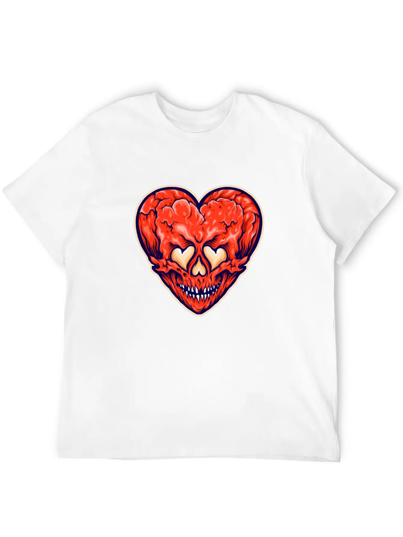 Broken Heart Scary Valentine Cartoon Heart Stylish Everyday T-Shirt – Unisex Basic Cotton Tee