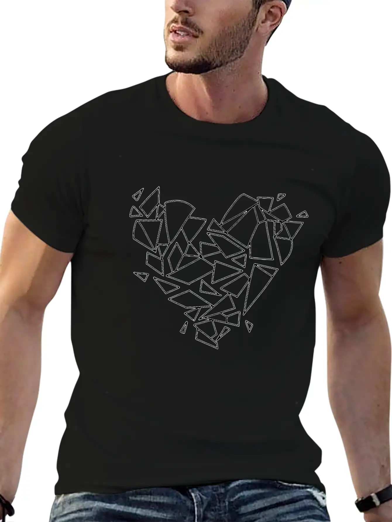 Broken Mirror Heart Shattered In Pieces Stylish Everyday T-Shirt – Unisex Basic Cotton Tee