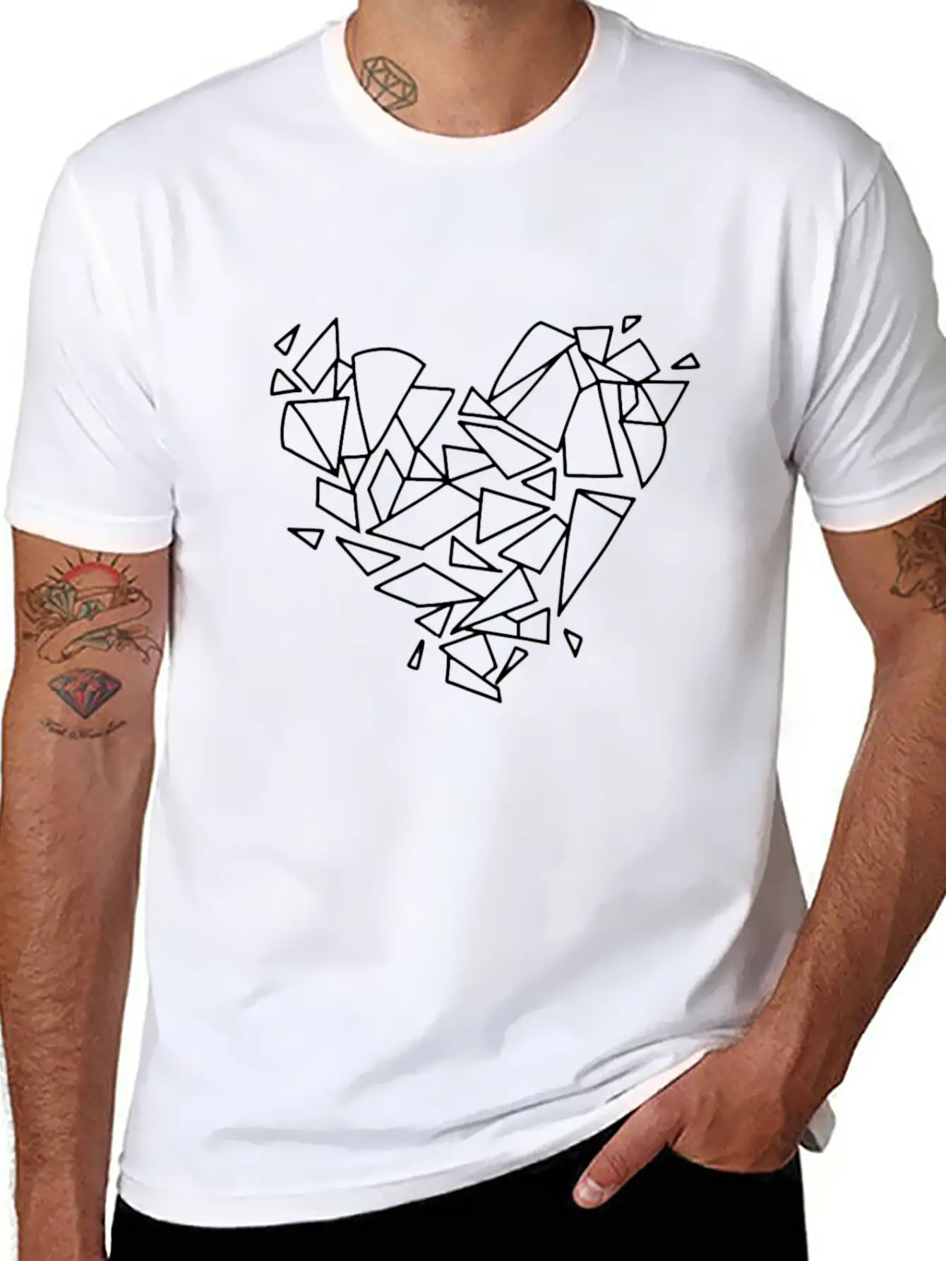 Broken Mirror Heart Shattered In Pieces Stylish Everyday T-Shirt – Unisex Basic Cotton Tee