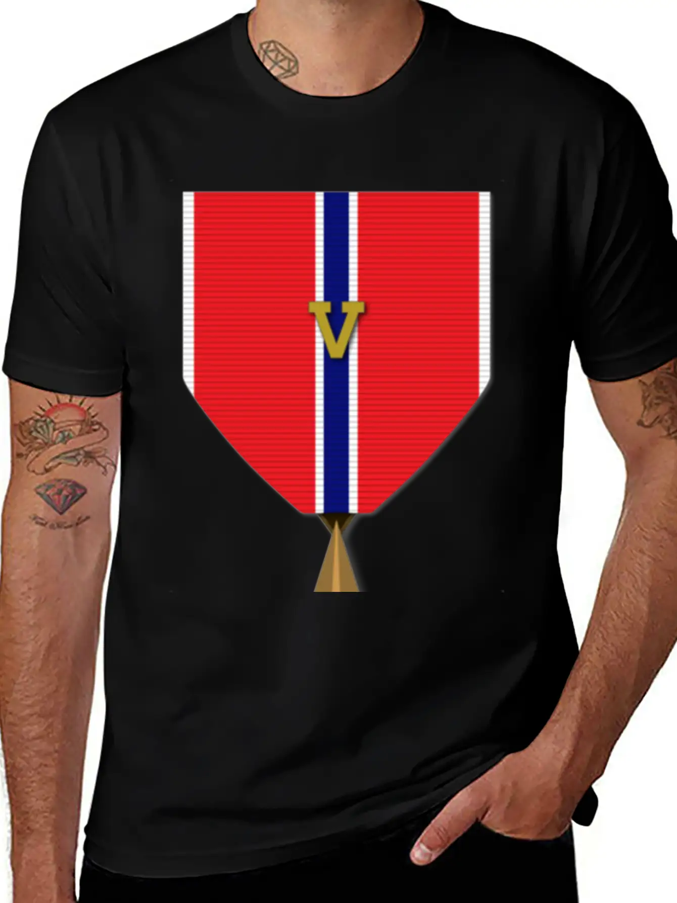 Bronze Star With Valor Device Unisex Short Sleeve Soft Cotton T-Shirt – Casual Everyday Wear